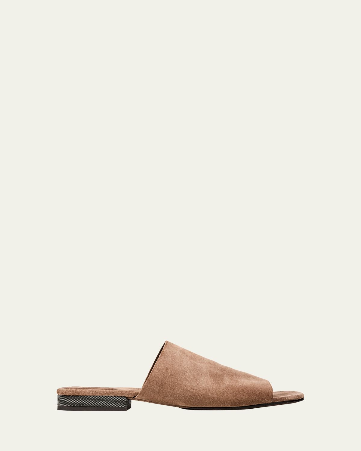Brunello Cucinelli Monili Suede Mule Sandals