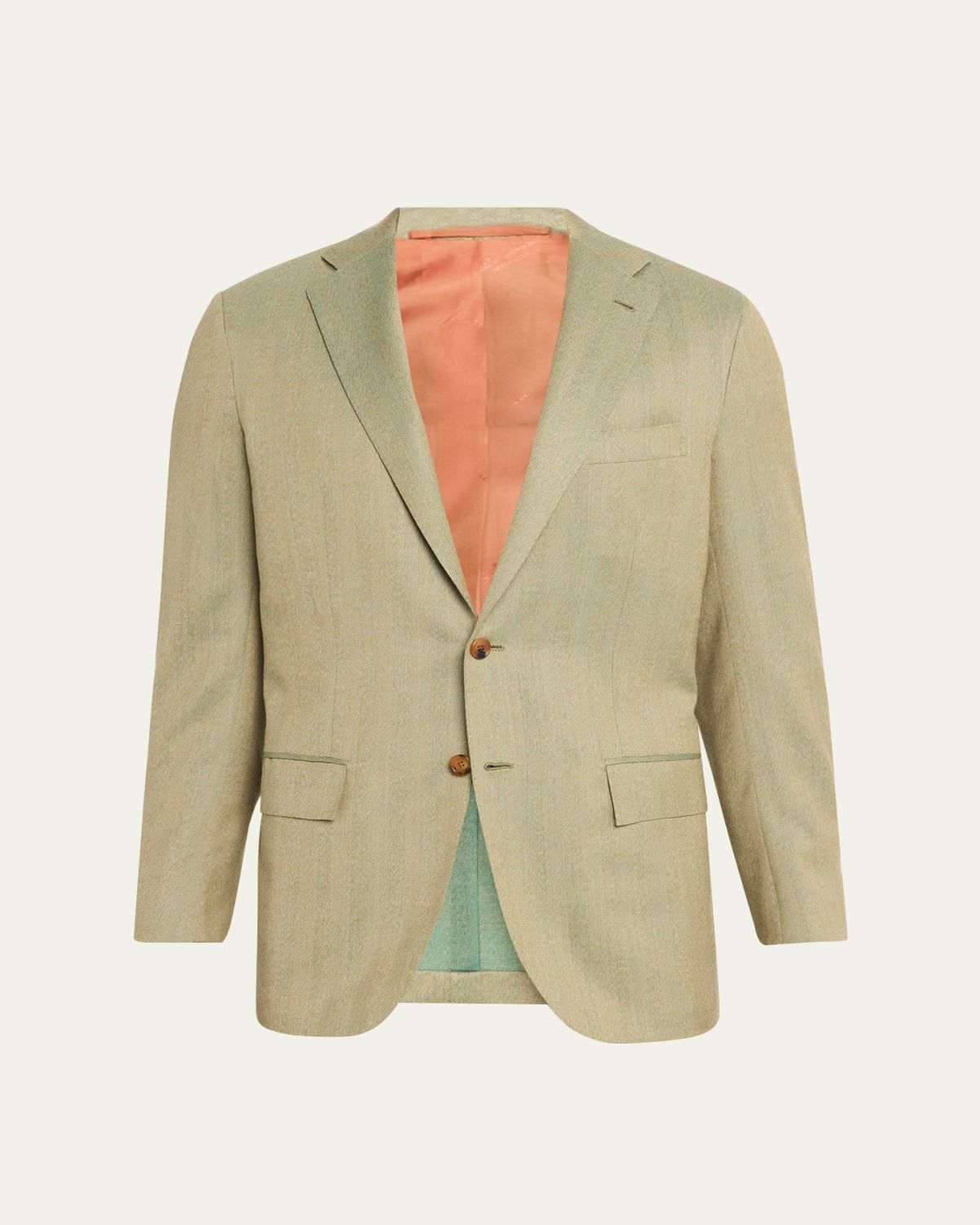 Kiton Men's Cashmere Herringbone Single-Breasted Sport Coat