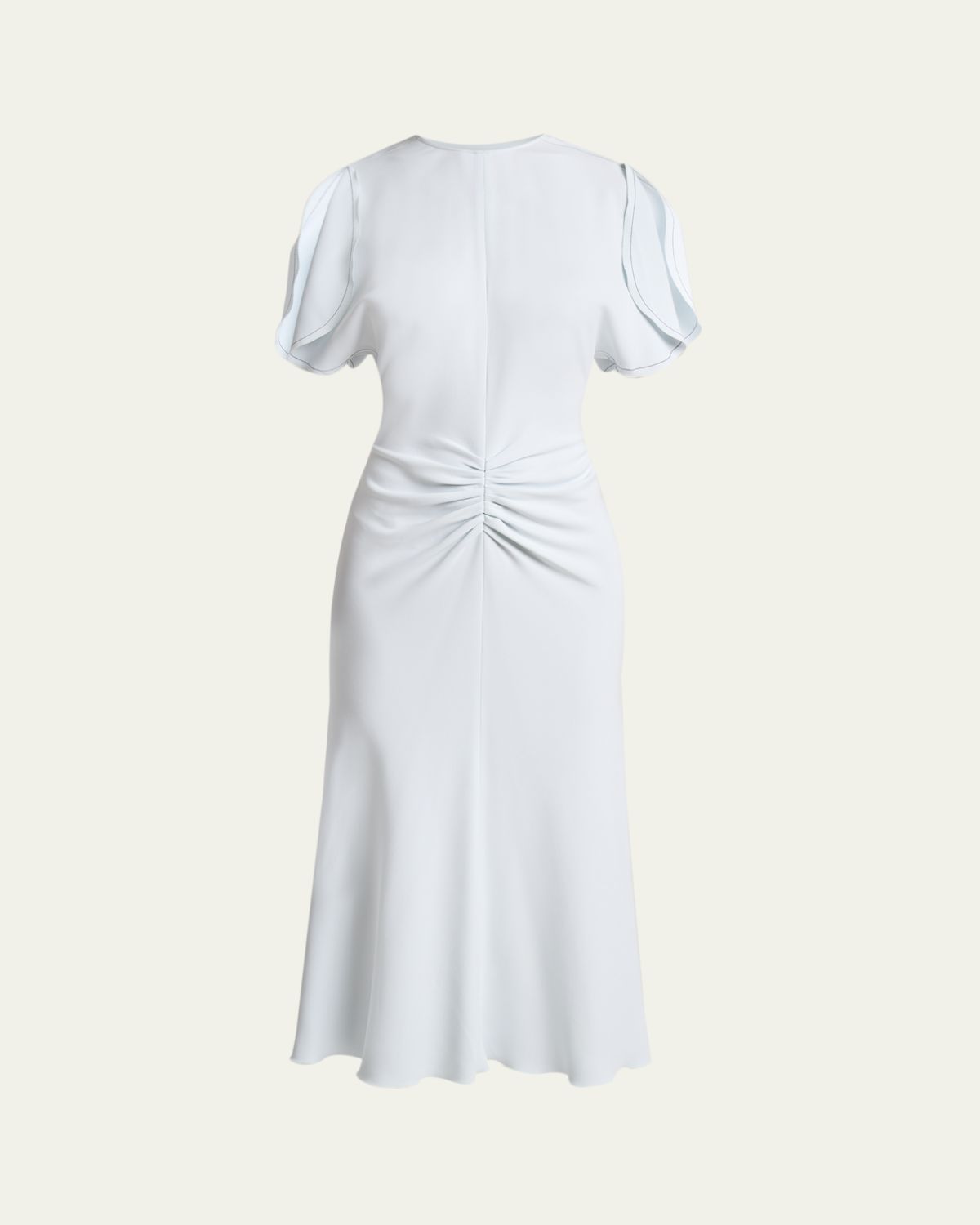 Victoria Beckham Gathered Waist Crepe Midi Dress