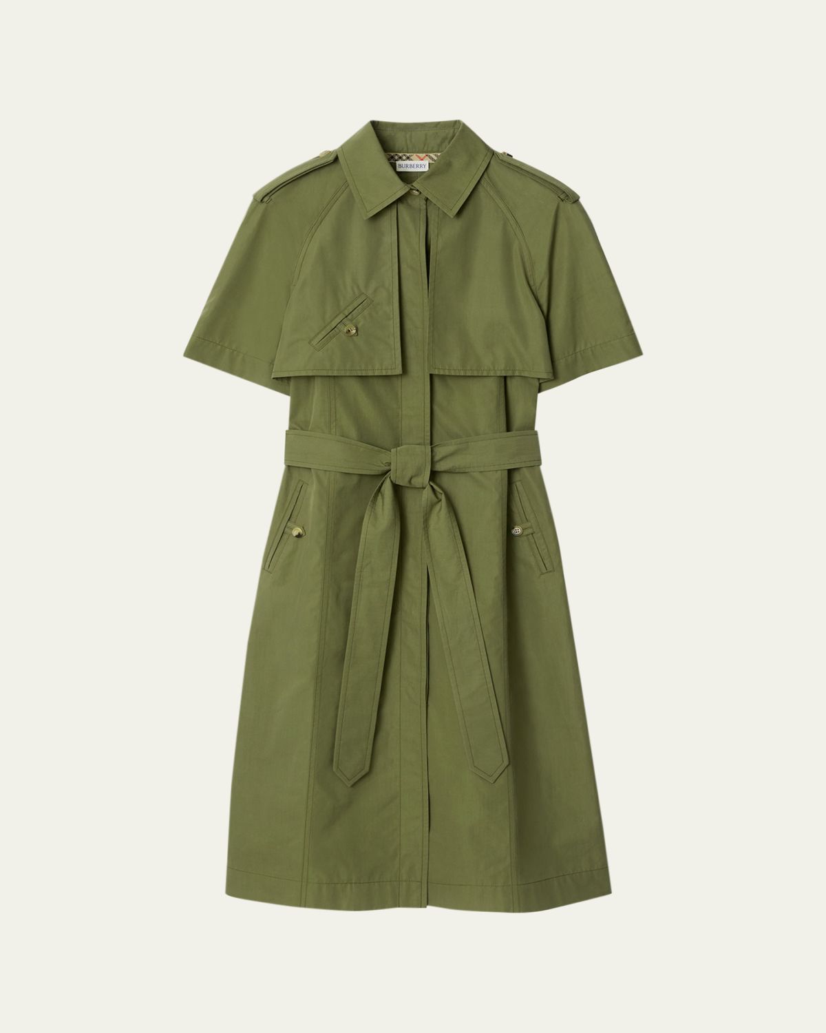 Burberry Marina Short-Sleeve Belted Midi Trench Dress