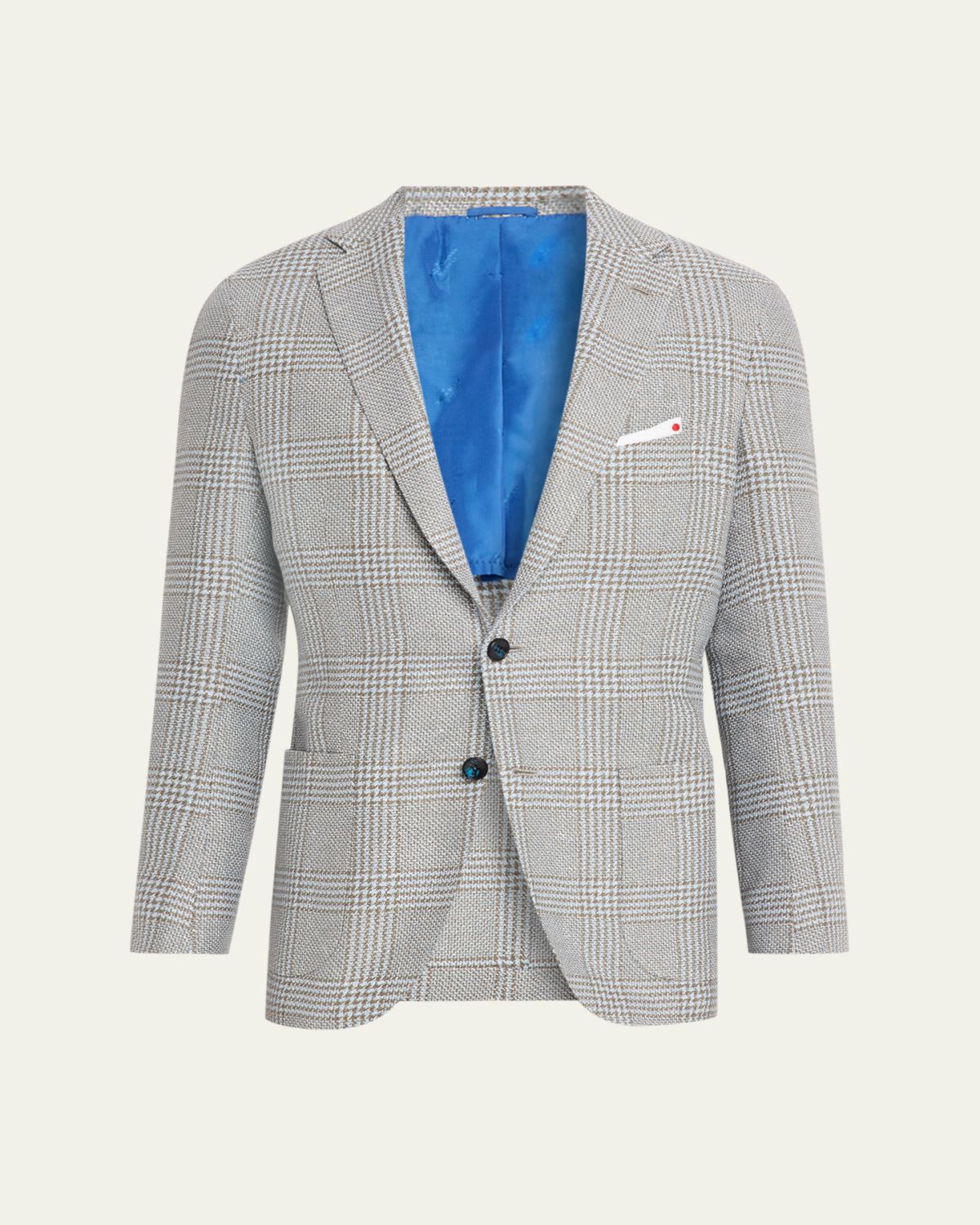 Kiton Men's Cashmere and Linen Houndstooth Check Sport Coat
