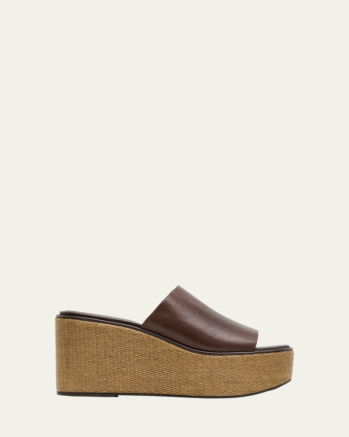 Brunello Cucinelli 80mm Leather and Raffia Platform Sandals