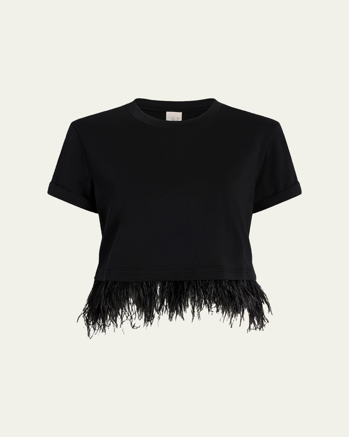 Cinq a Sept Cropped Feather-Trim Tee | Thumbnail 6