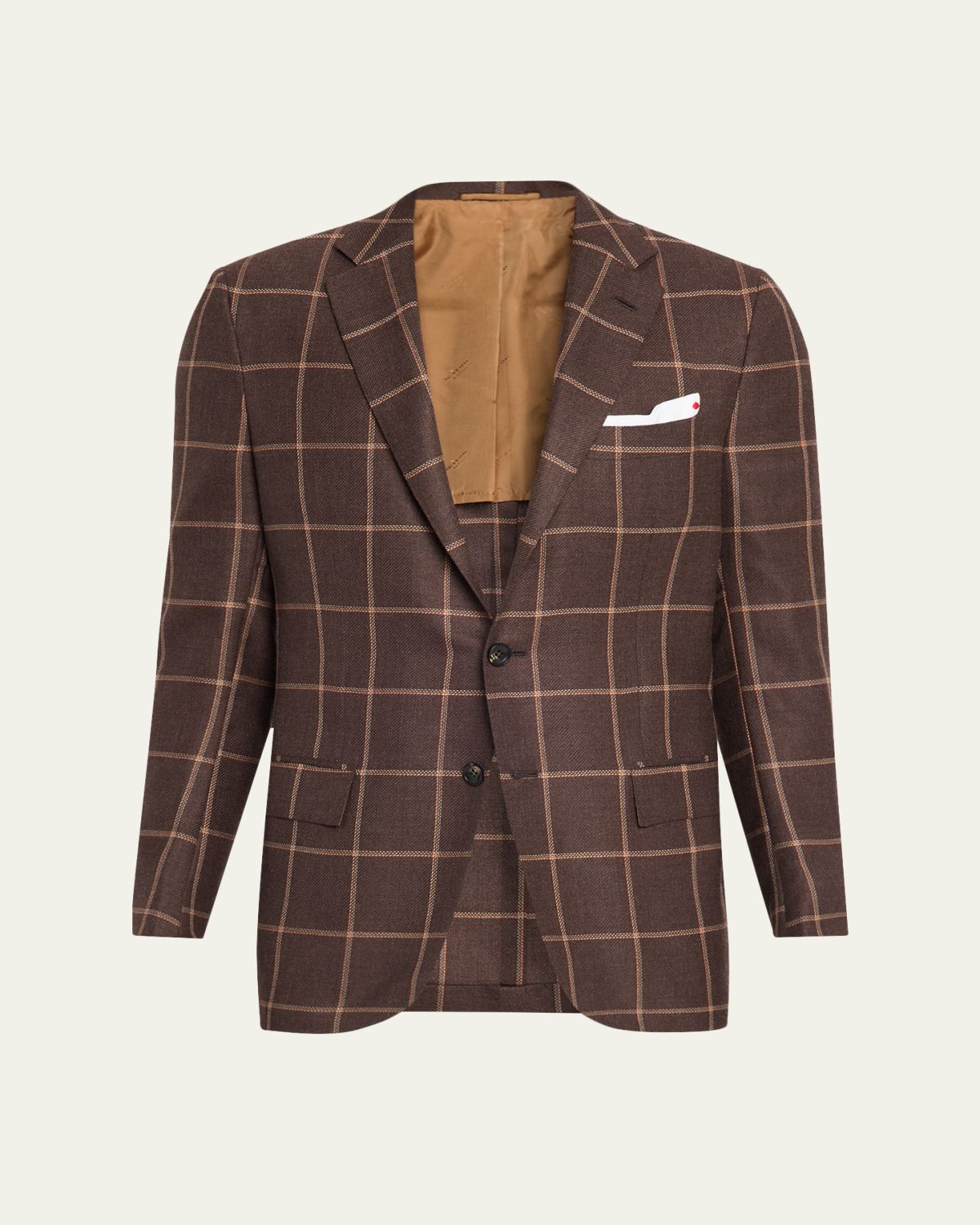 Kiton Men's Cashmere Windowpane Single-Breasted Sport Coat