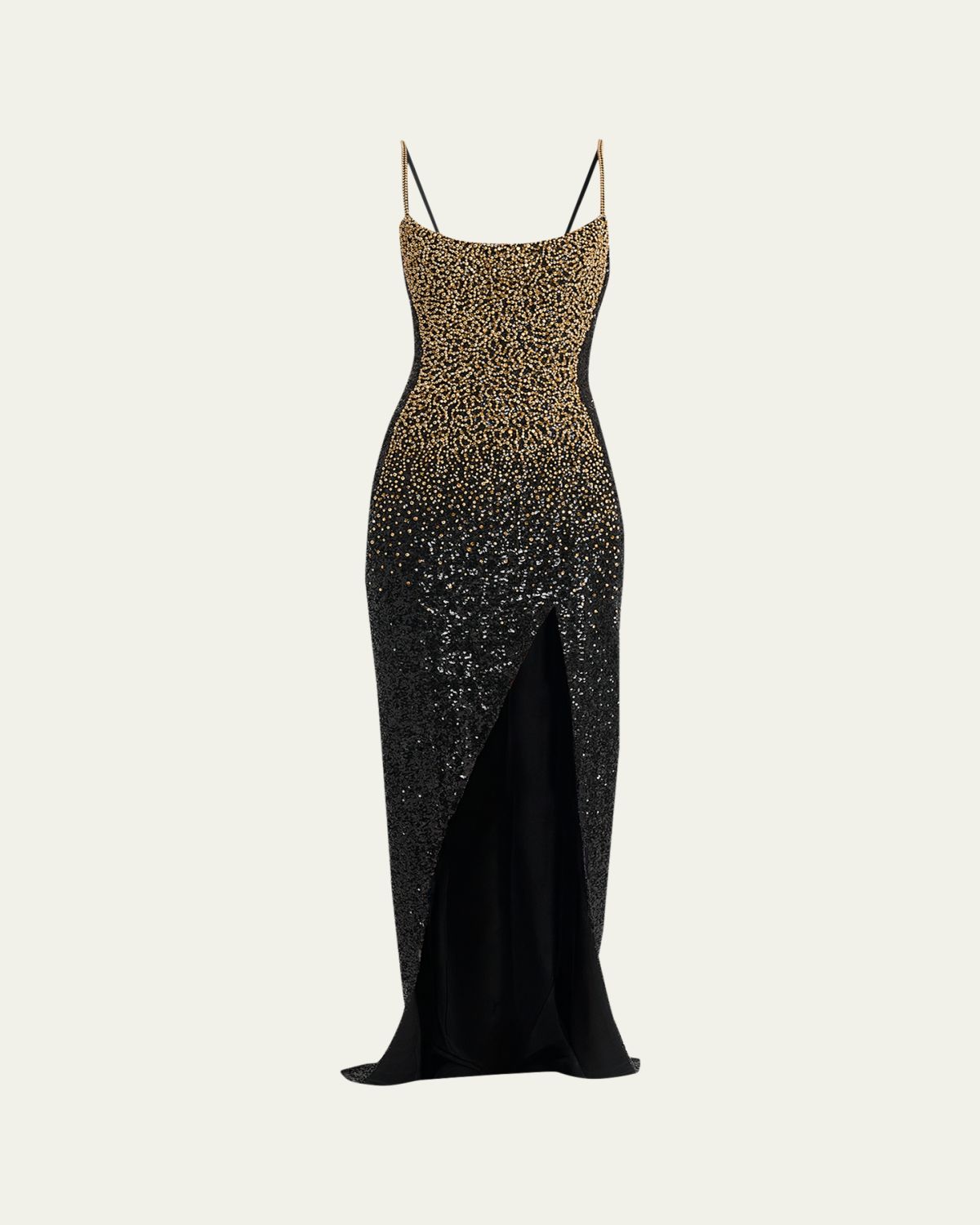 Balmain Dragrade Crystal Sequined Slit Gown