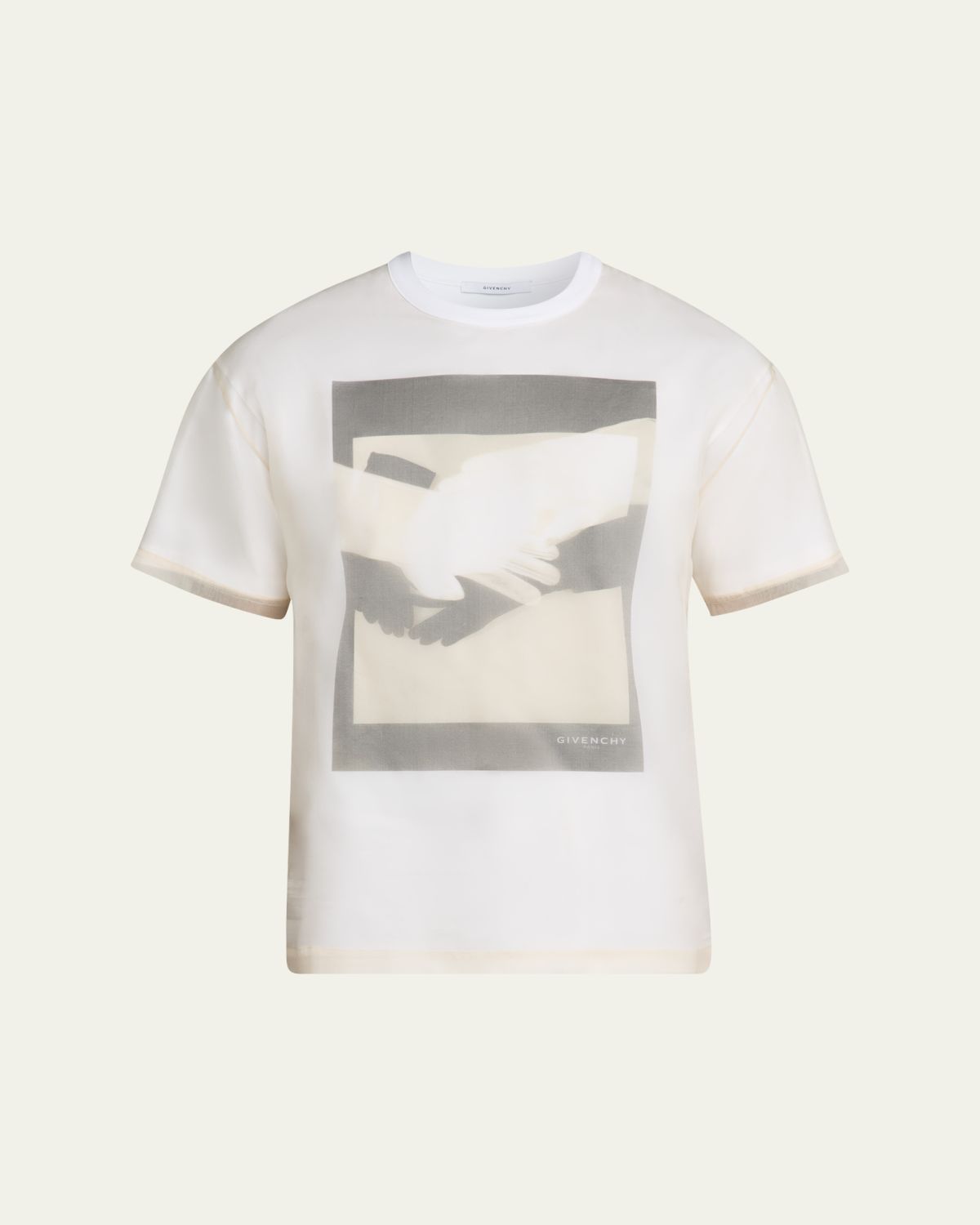 Givenchy Men's Layered Cotton and Organza T-hirt with urrealism Print