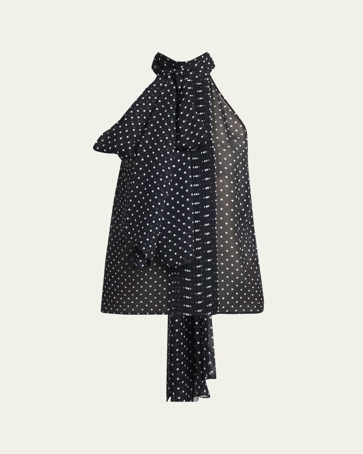 TOM FORD Polka-Dot Chiffon Neck-Tie Sleeveless Blouse