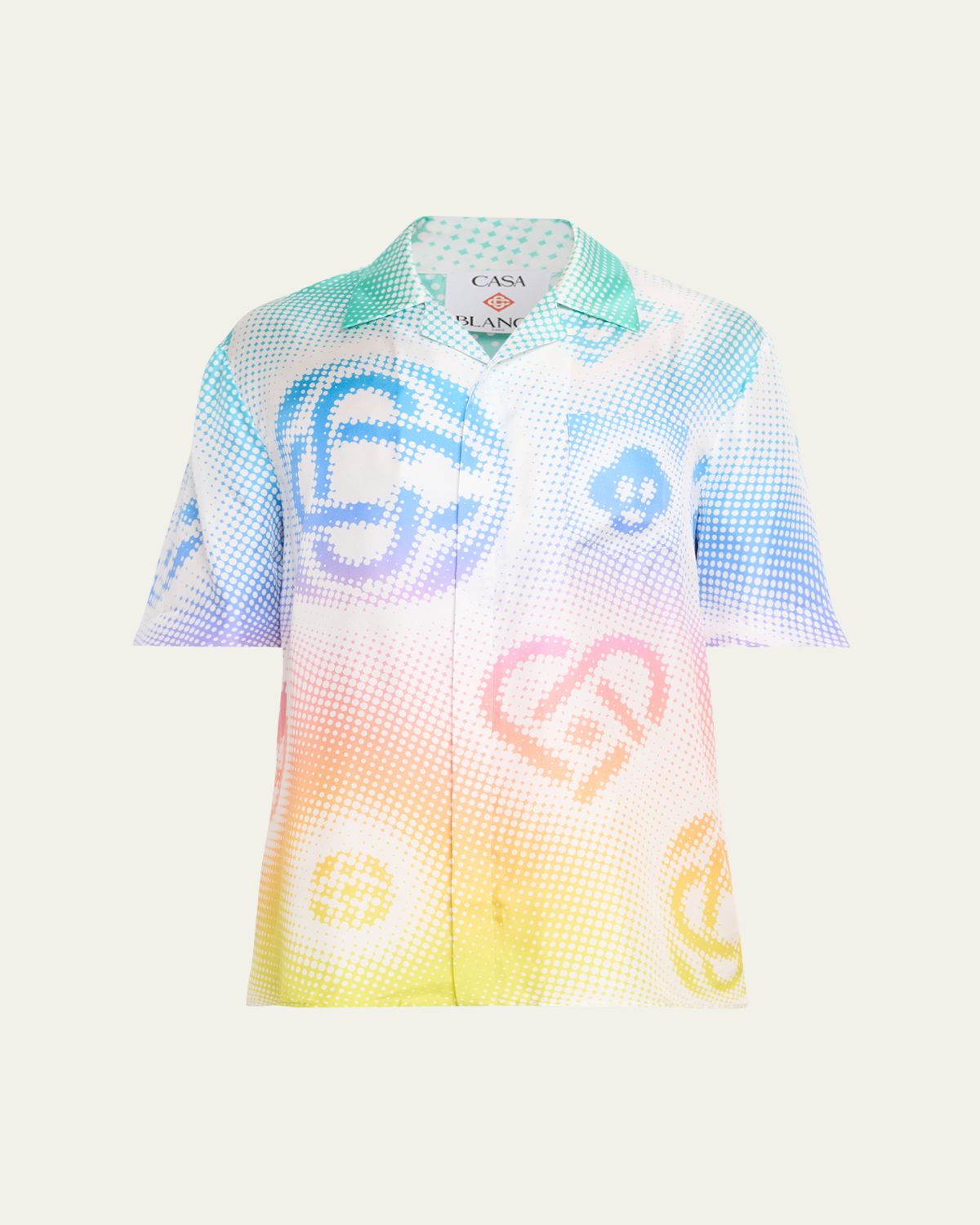 CASABLANCA Men 's Half-Tone Logo Silk Button-Front Shirt