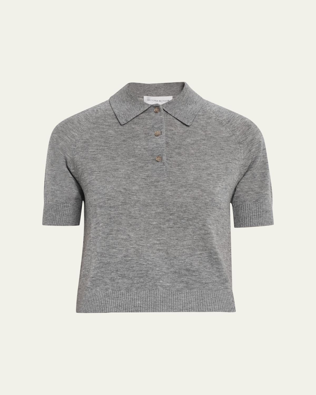 Victoria Beckham Short-Sleeve Wool Polo Shirt | Thumbnail 10