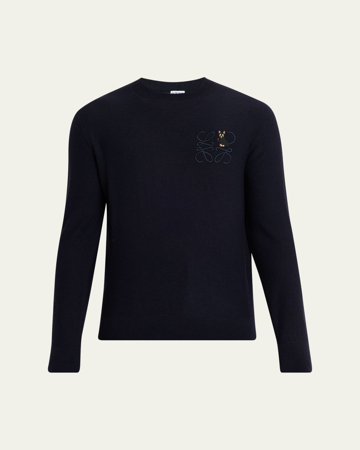 Loewe Men's Futurist Cat Anagram Wool Crewneck Sweater