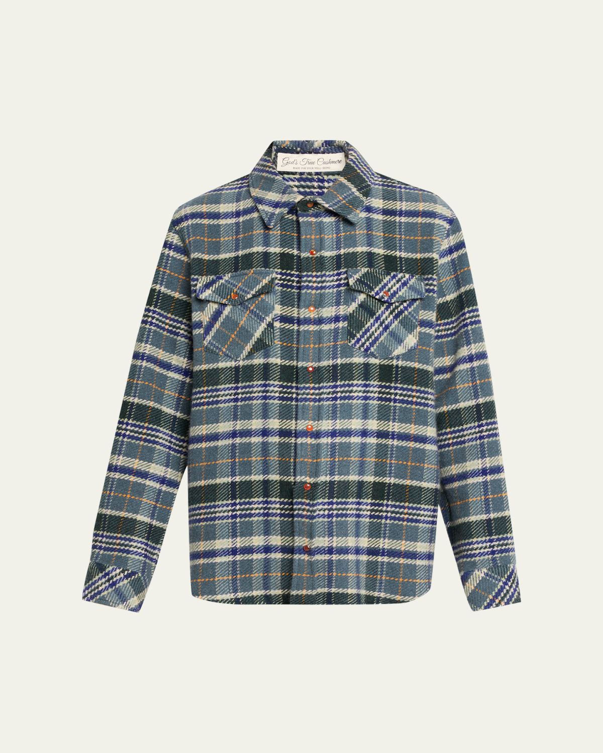 God's True Cashmere Oceantide Plaid Cashmere Flannel Shirt
