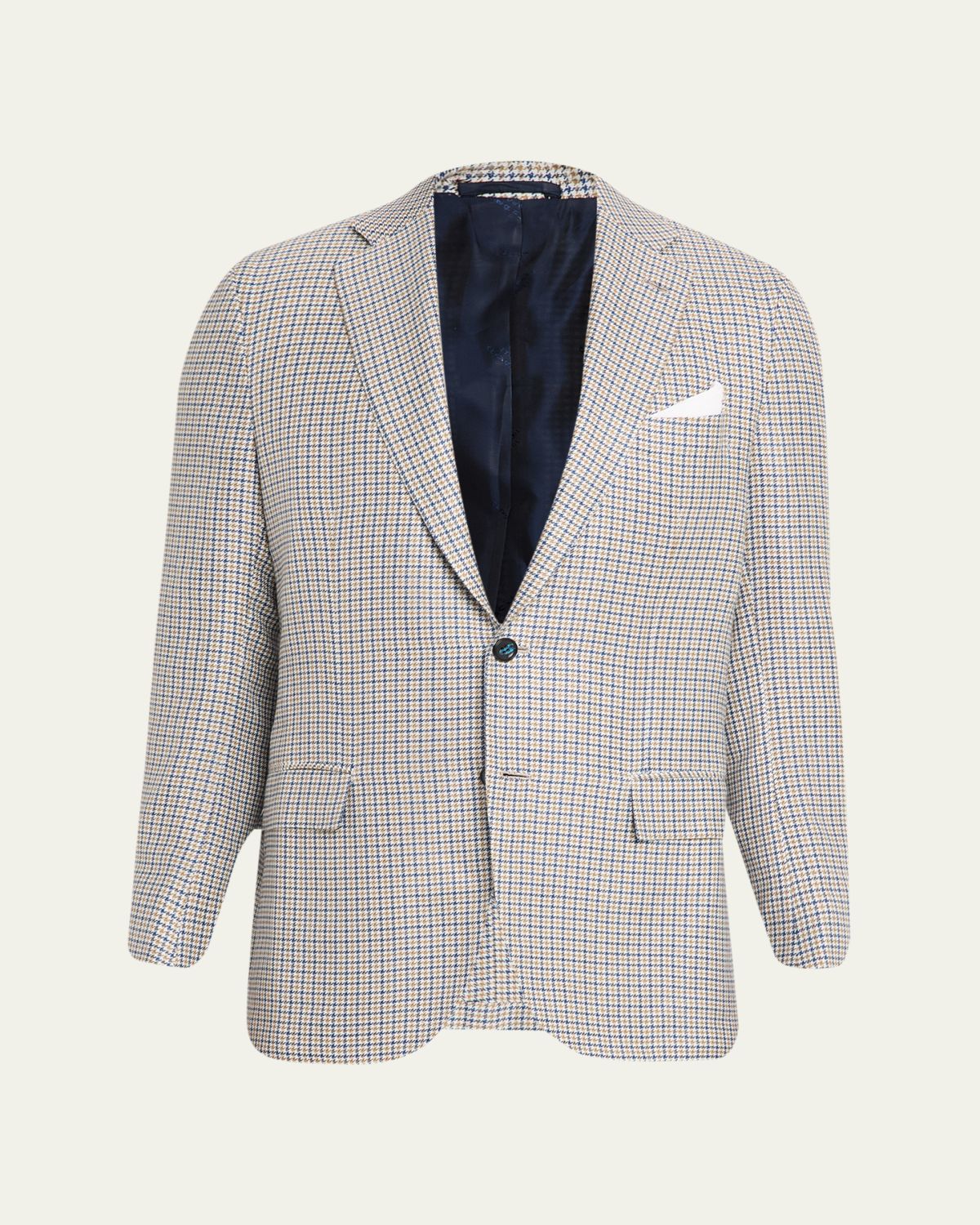 Kiton Men's Cashmere, Silk and Linen Houndstooth Check Sport Coat | Thumbnail 6