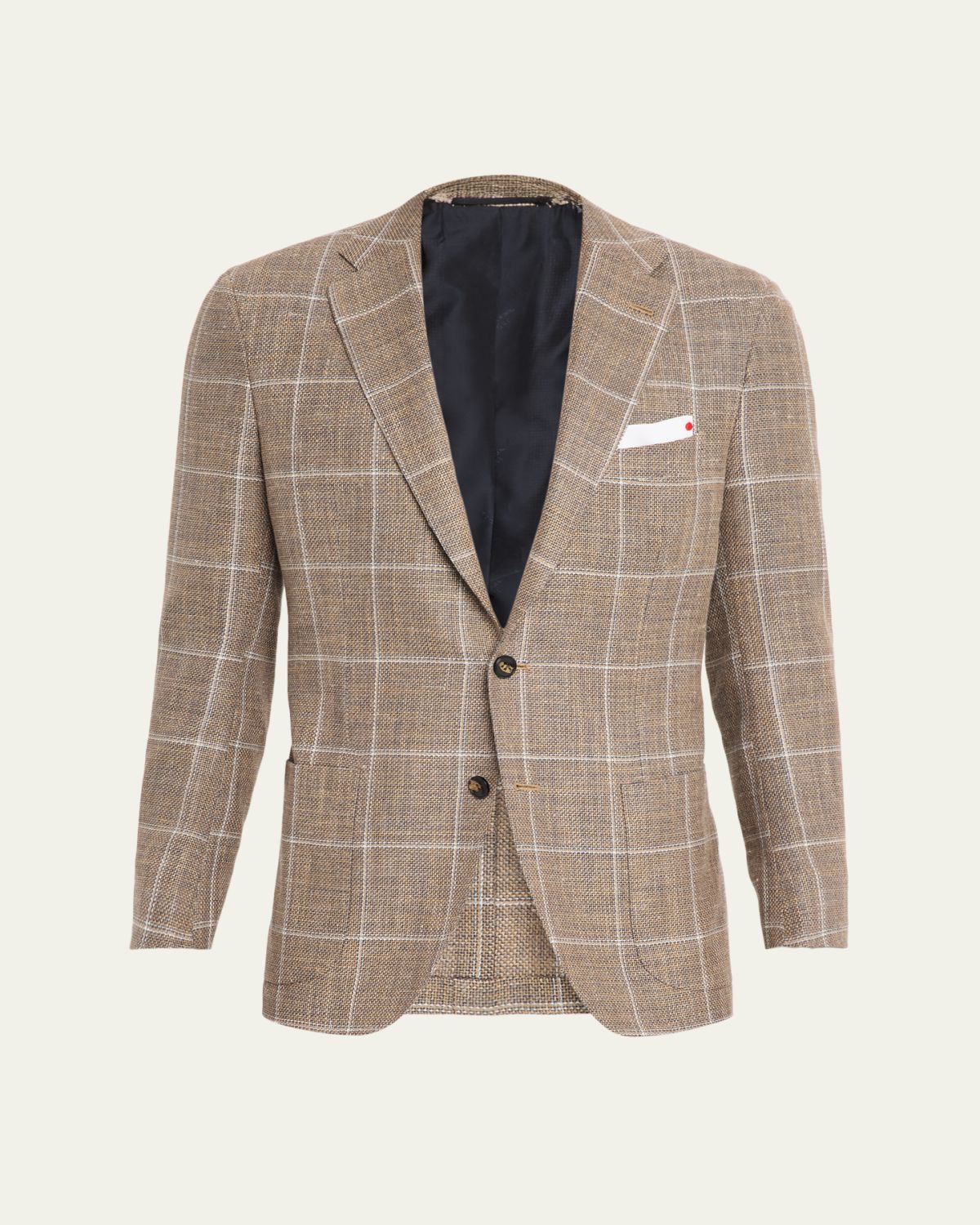 Kiton Men's Cashmere, Wool and Silk Windowpane Sport Coat