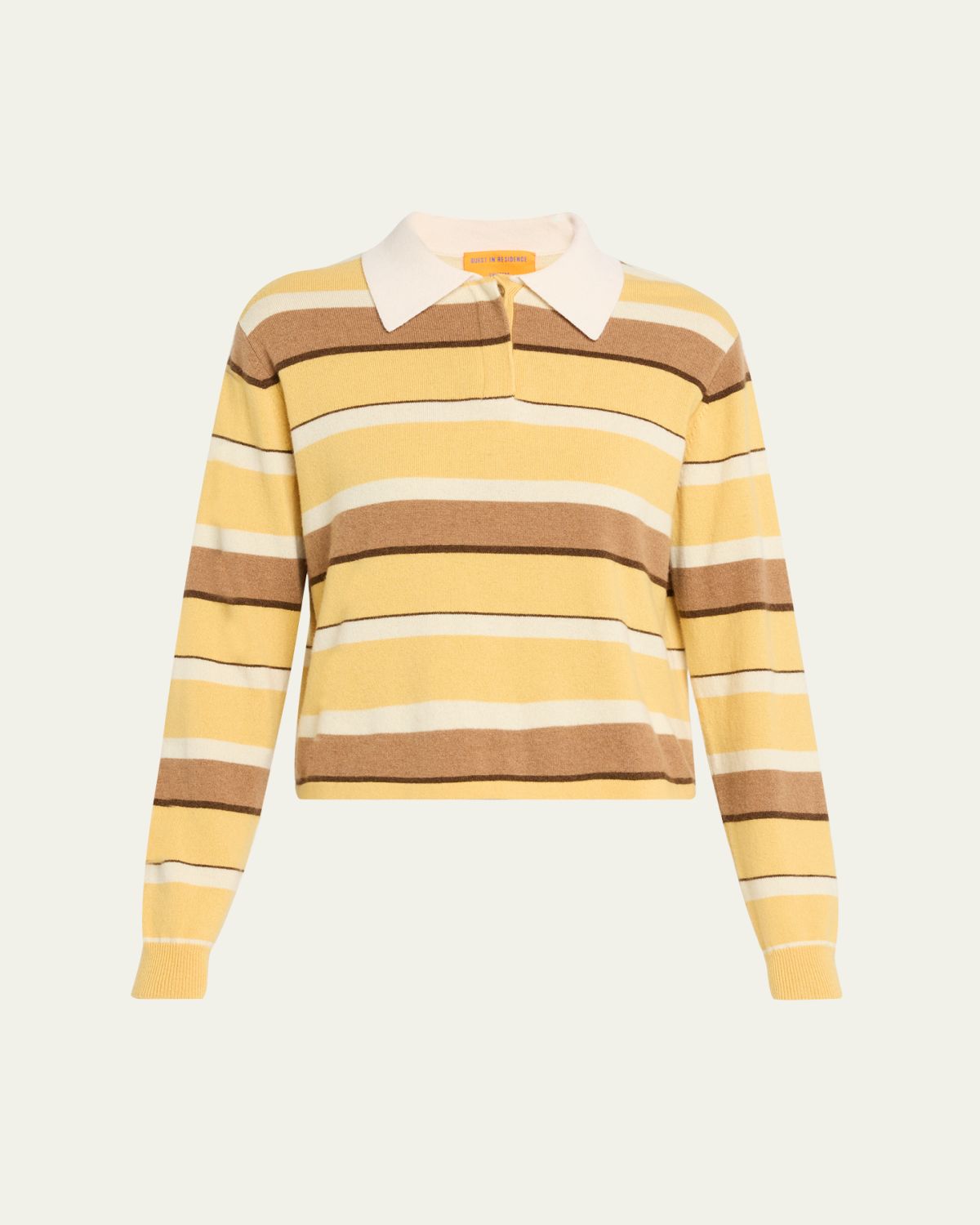 Guest in Residence Cropped Stripe Rugby Cashmere Polo