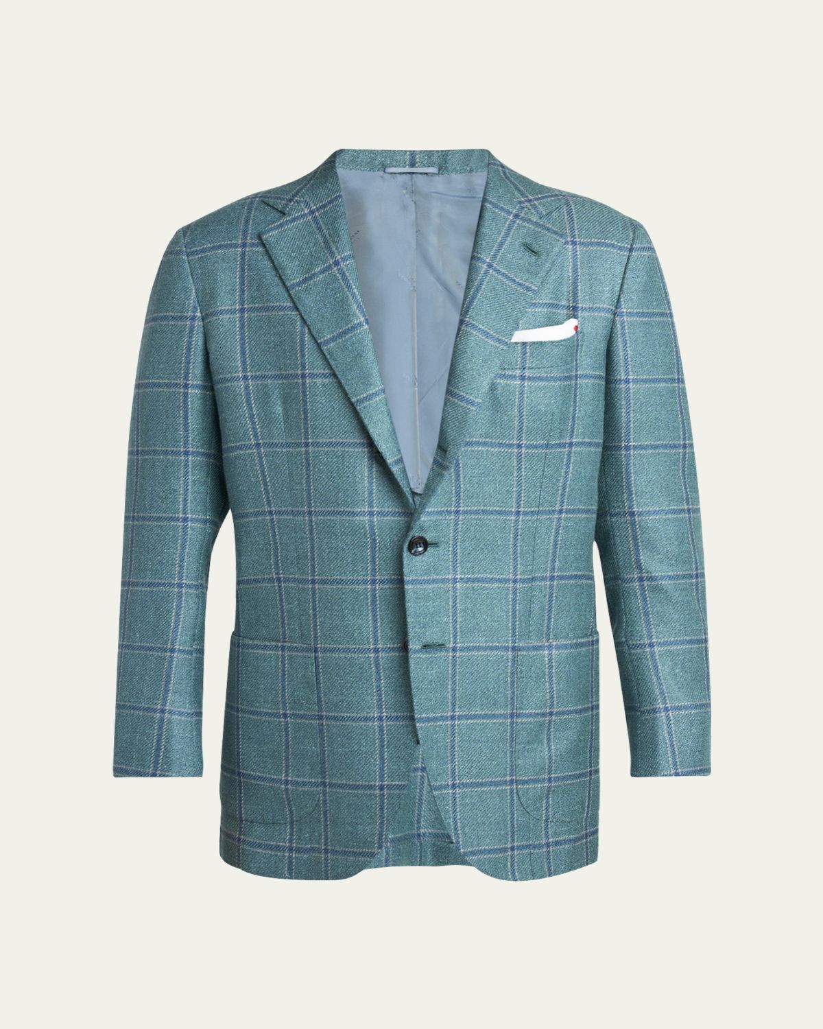 Kiton Men's Windowpane Wool and Cashmere Contemporary-Fit Sport Coat