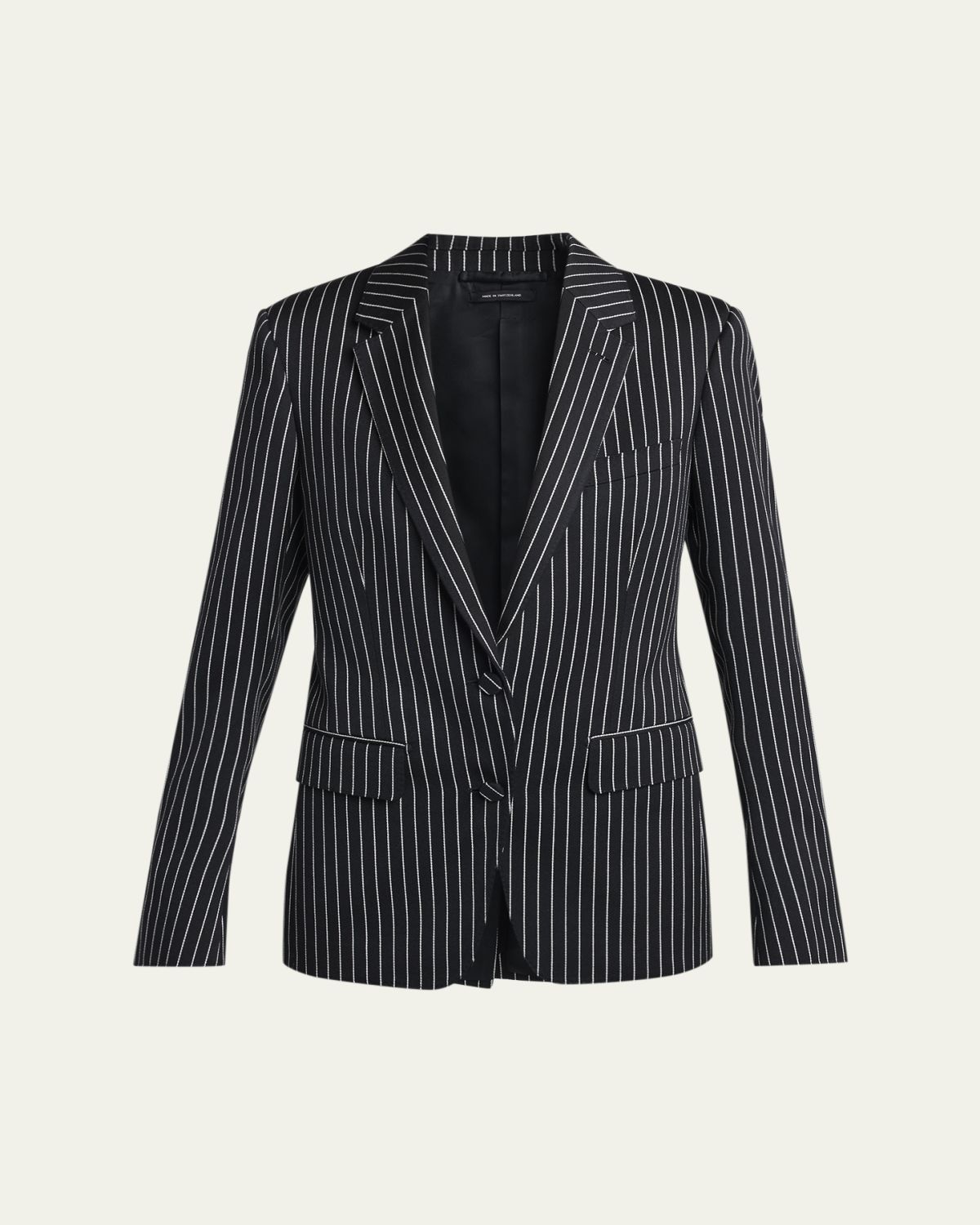 TOM FORD Pinstripe Wool Single-Breasted Blazer Jacket