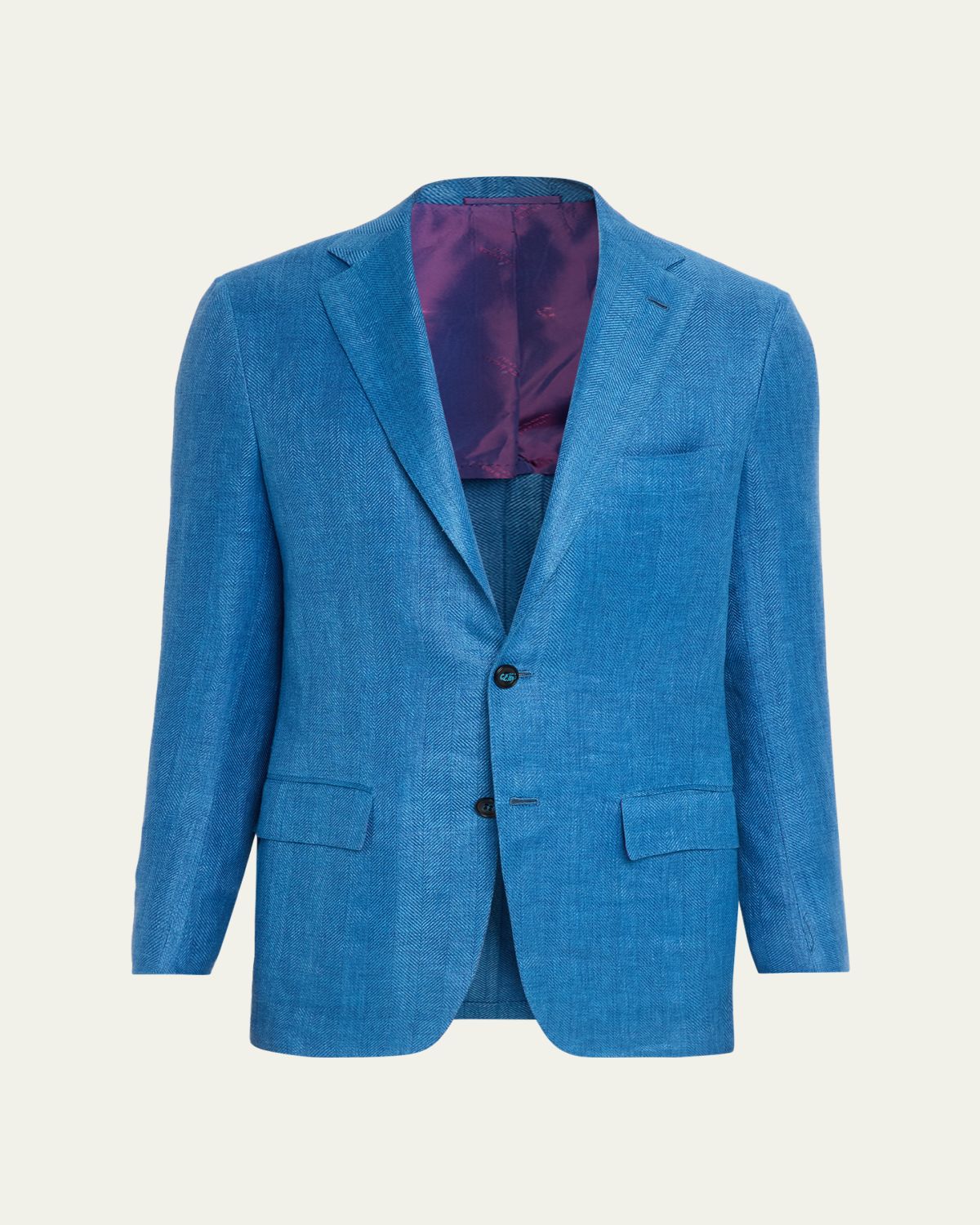 Kiton Men's Linen, Cashmere and Silk Herringbone Sport Coat