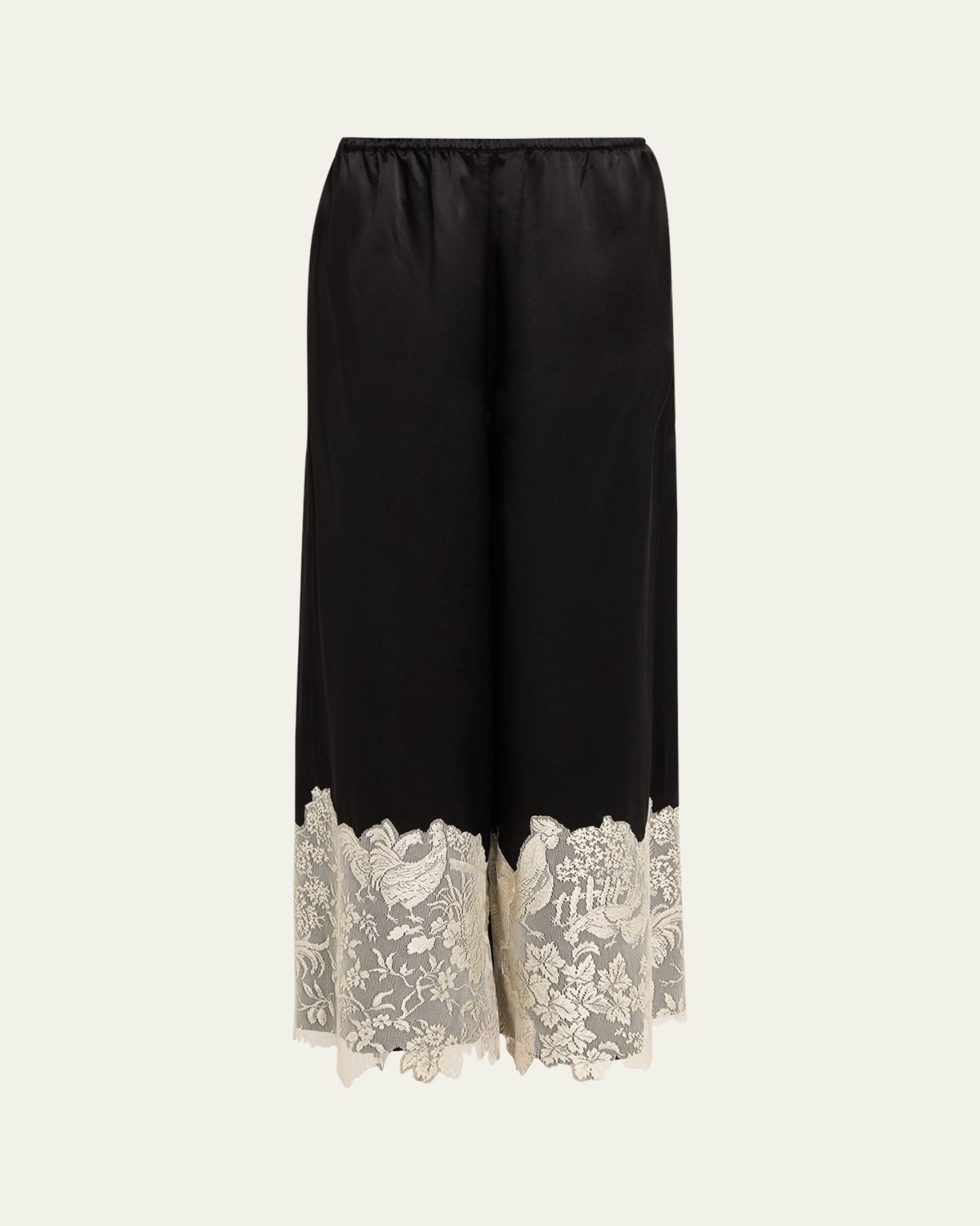 Rosie Assoulin Chicken Lace-Trim ilk Wide-Leg Pajama Pants