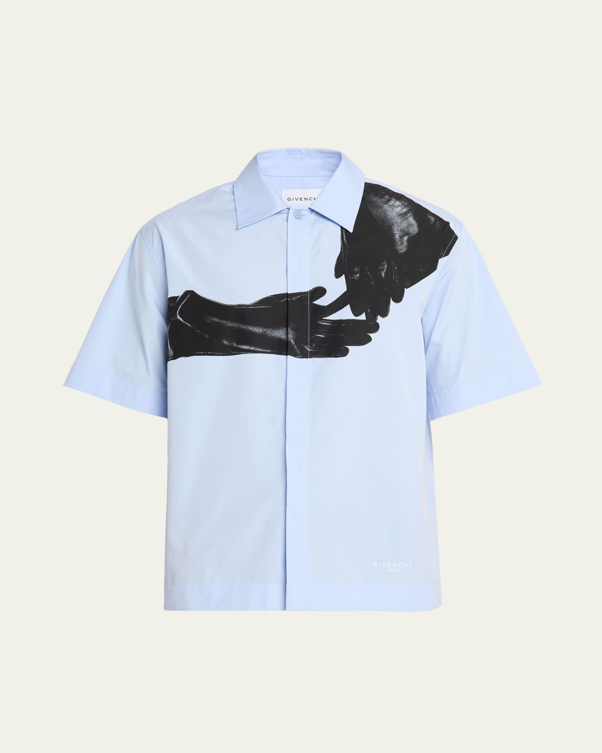 Givenchy Men's Poplin Short-Sleeve Shirt with Surrealism Print