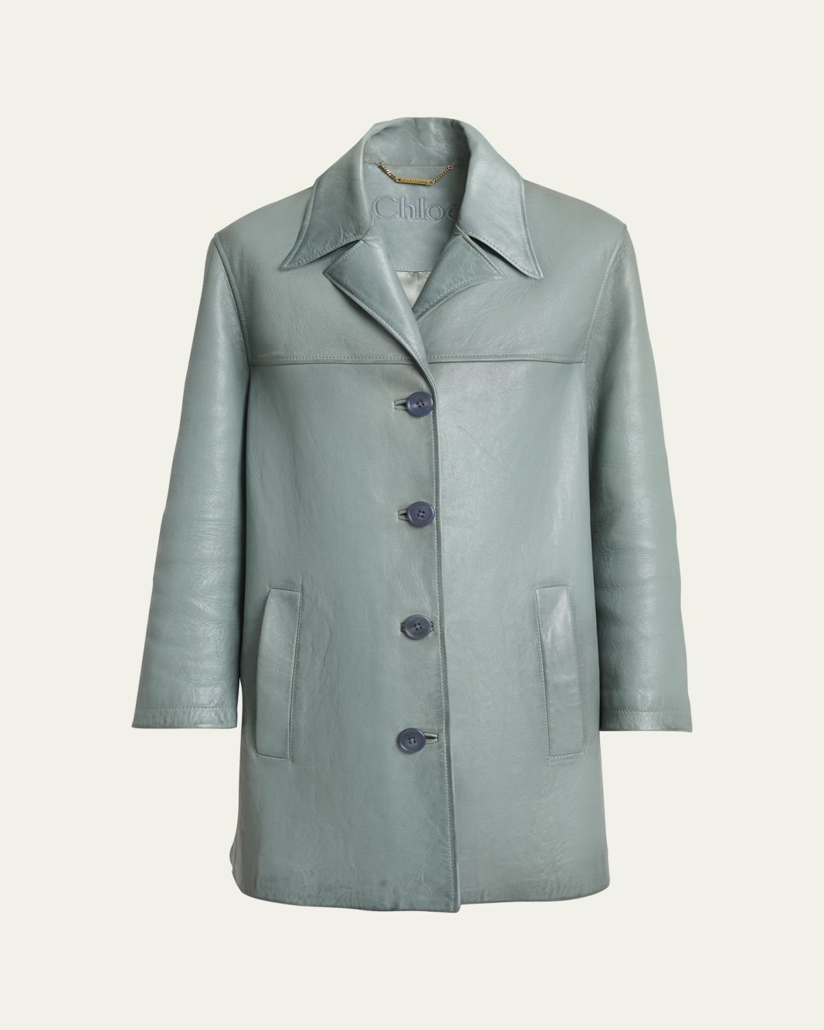 Chloe Shiny Leather Single-Breasted Coat