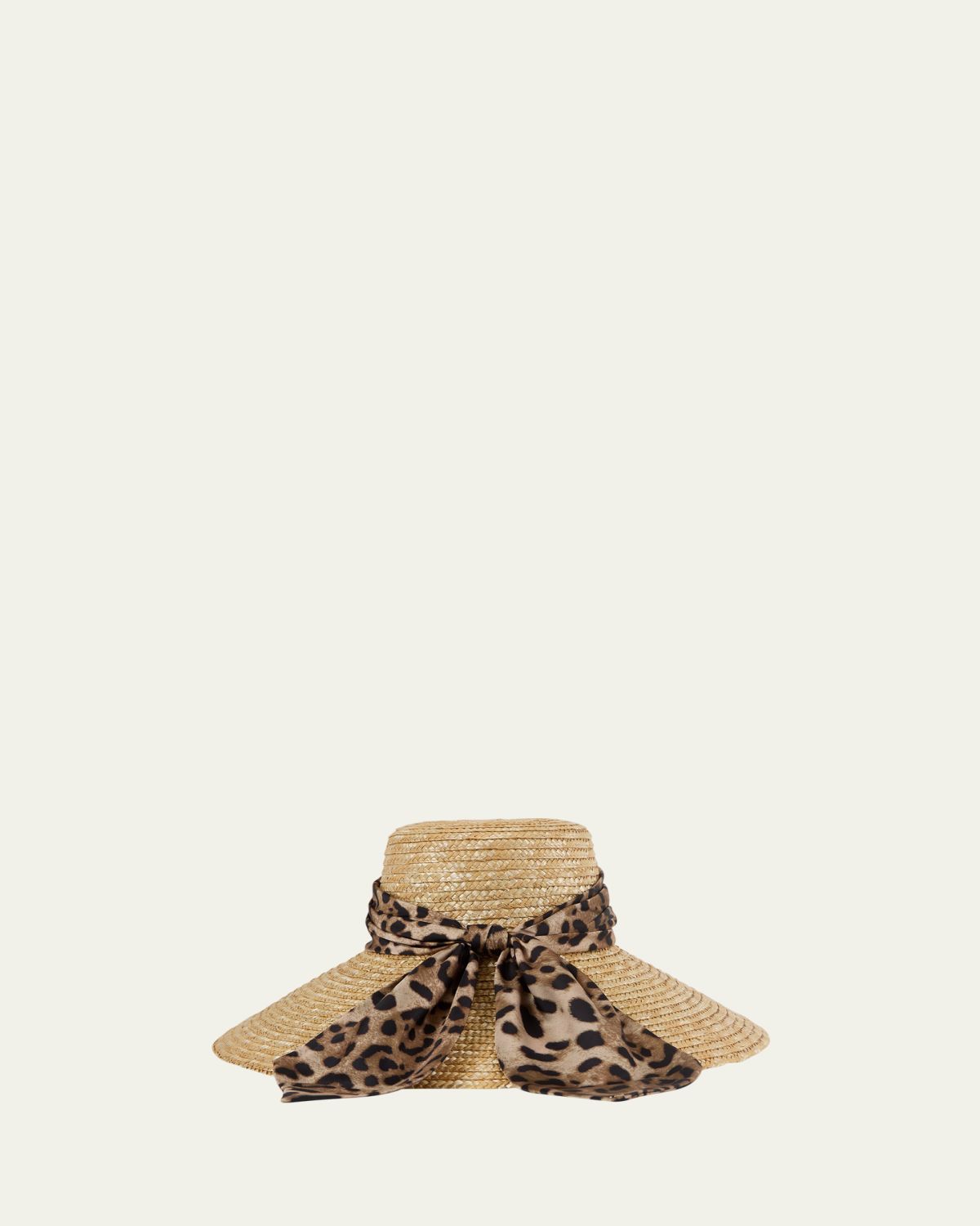 Eugenia Kim Mirabel Animal-Print Bow Straw Hat