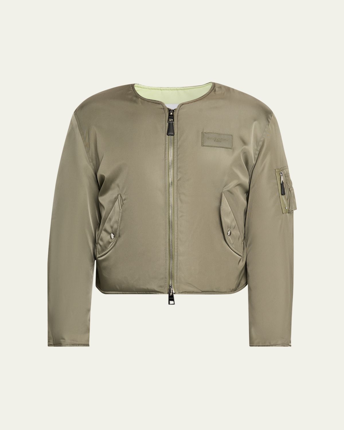 Givenchy Men's Couture Seam Nylon Bomber with Logo Patch