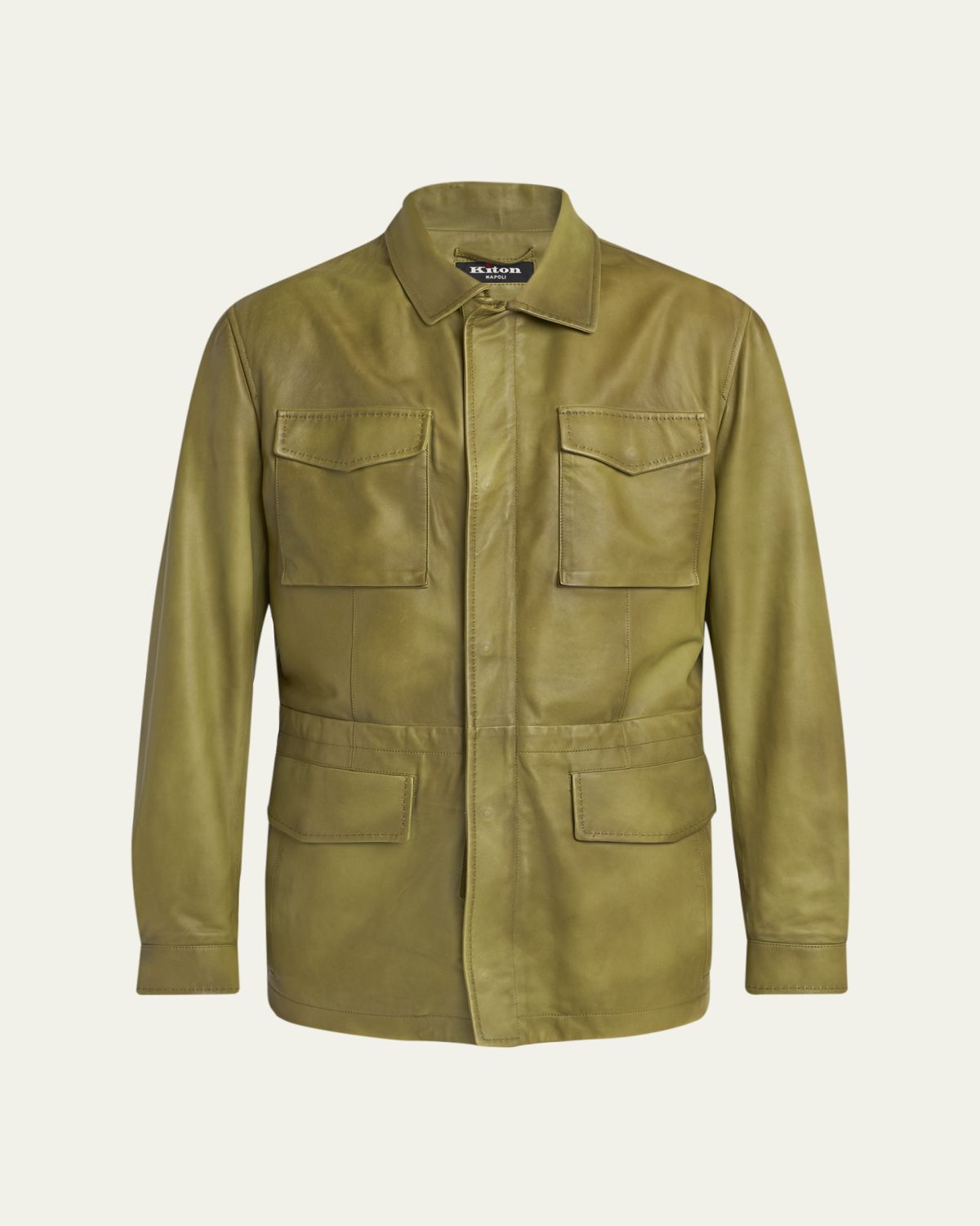 Kiton Men's Leather Flap-Pocket Field Jacket