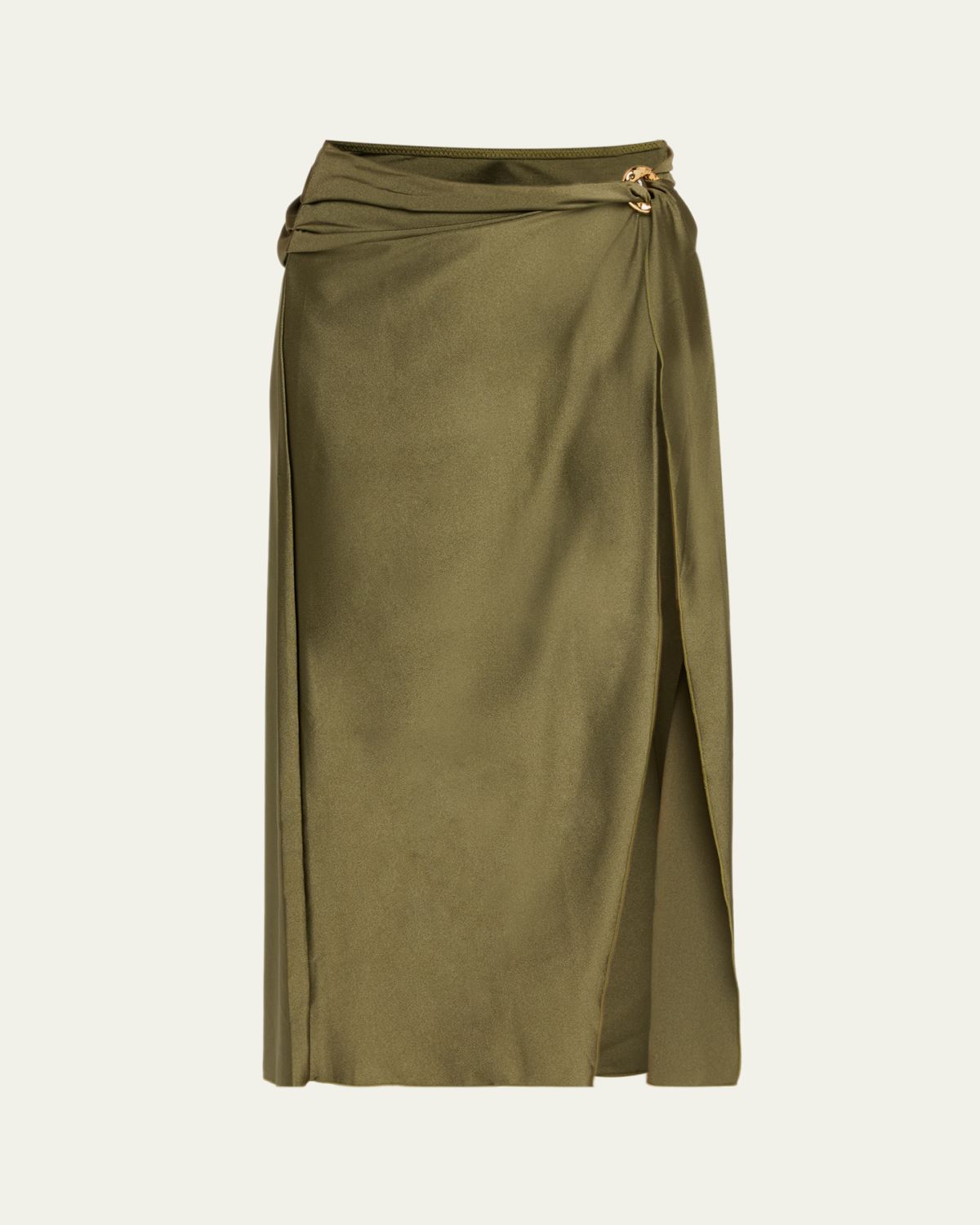SIMKHAI Kora Satin Wrap Midi Skirt