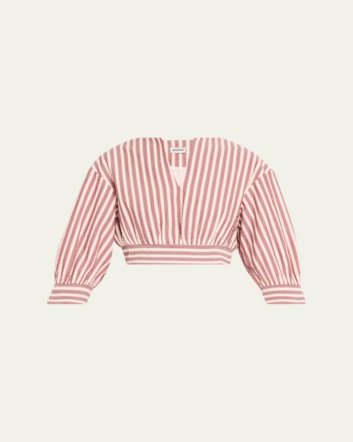 SIMKHAI Noralie Striped Seersucker Crop Top