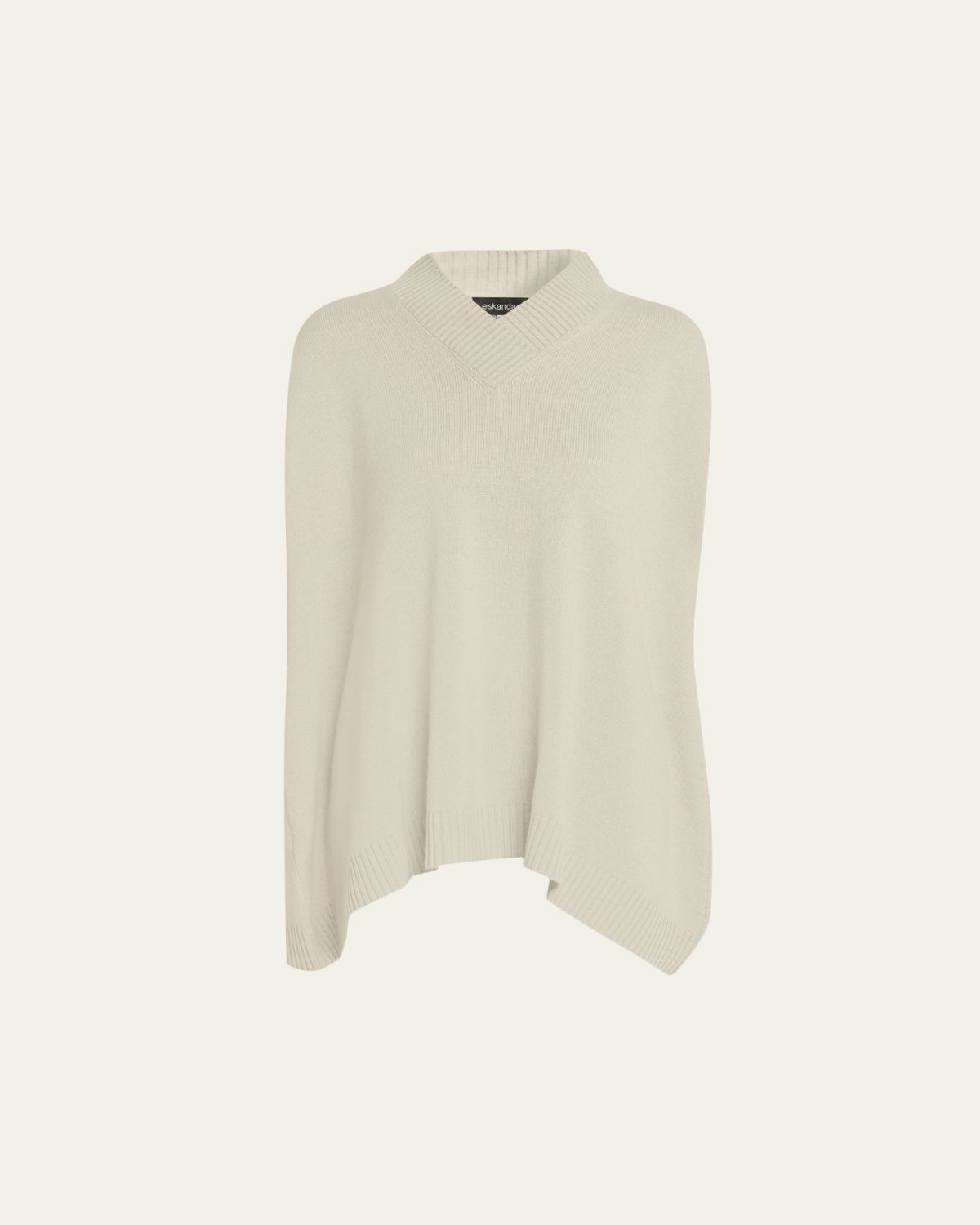 Eskandar Cashmere A-Line Sleeveless Crossover V-Neck Sweater - Long Length
