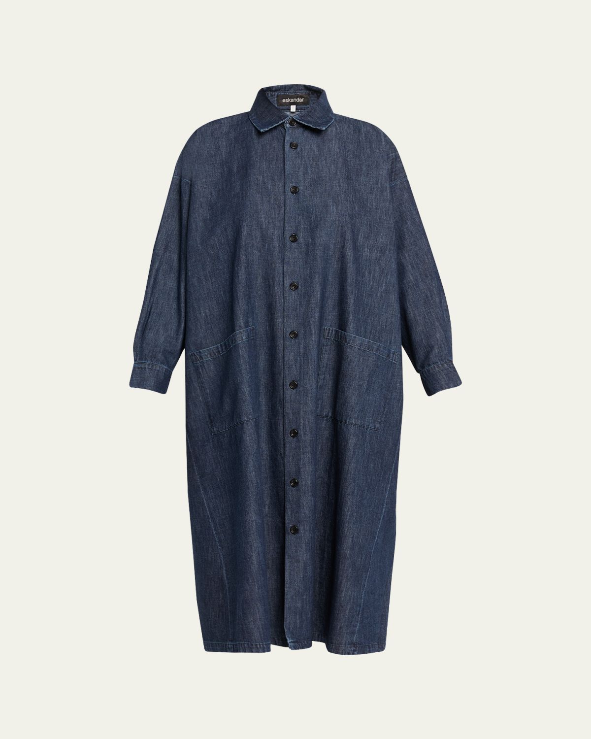 Eskandar Angle To Front Side Seam Shirt Dress With Collar