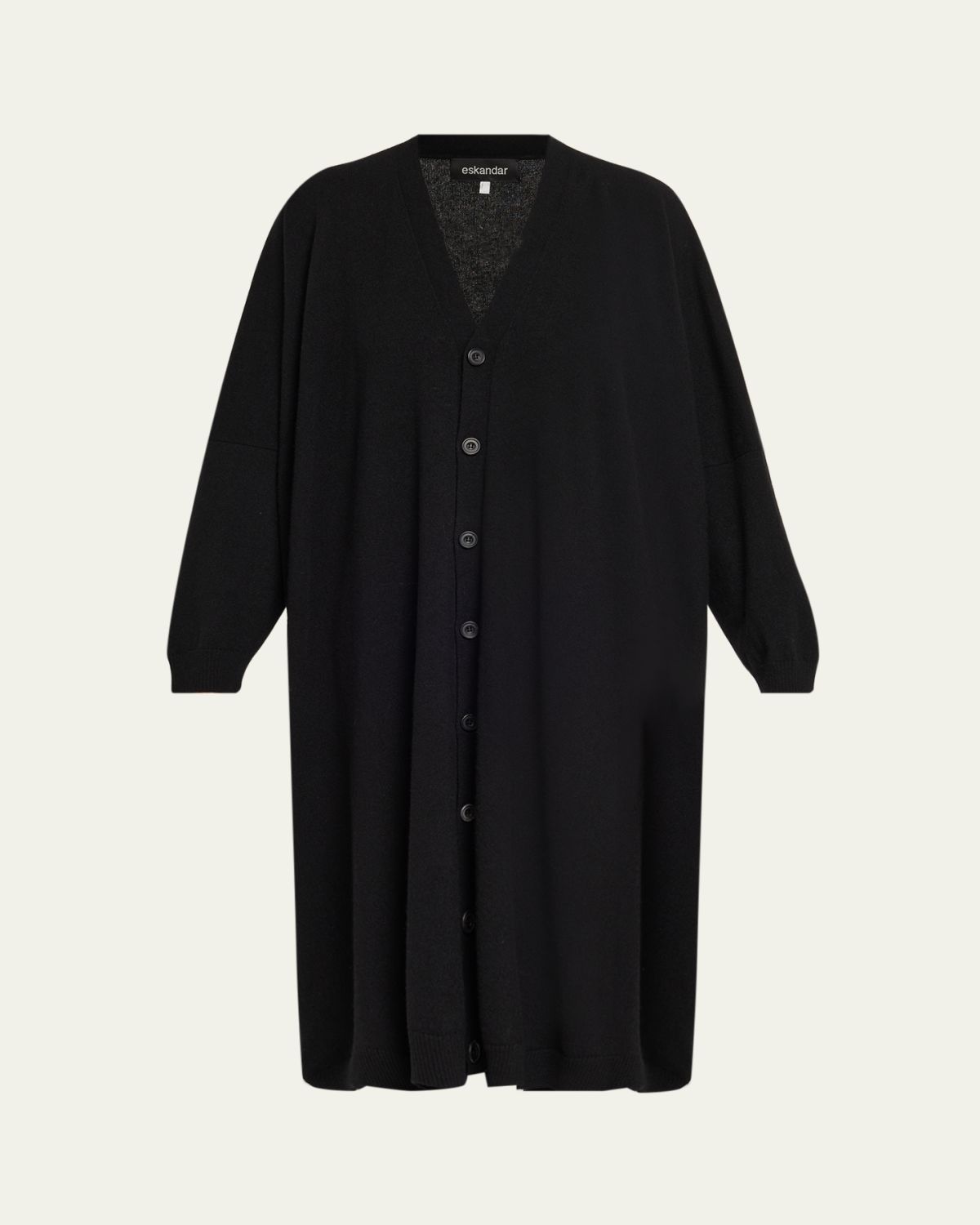 Eskandar Cashmere Wide V Neck Cardigan - 3/4 Length