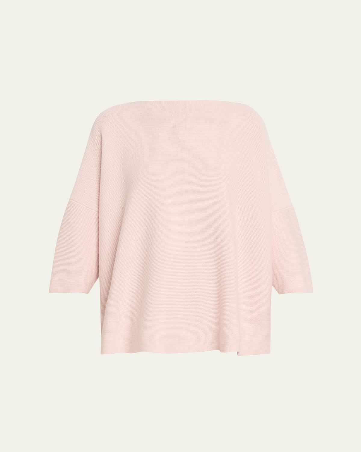 Eskandar Cashmere Slash Neck 3/4-Sleeve Sweater - Mid Plus Length