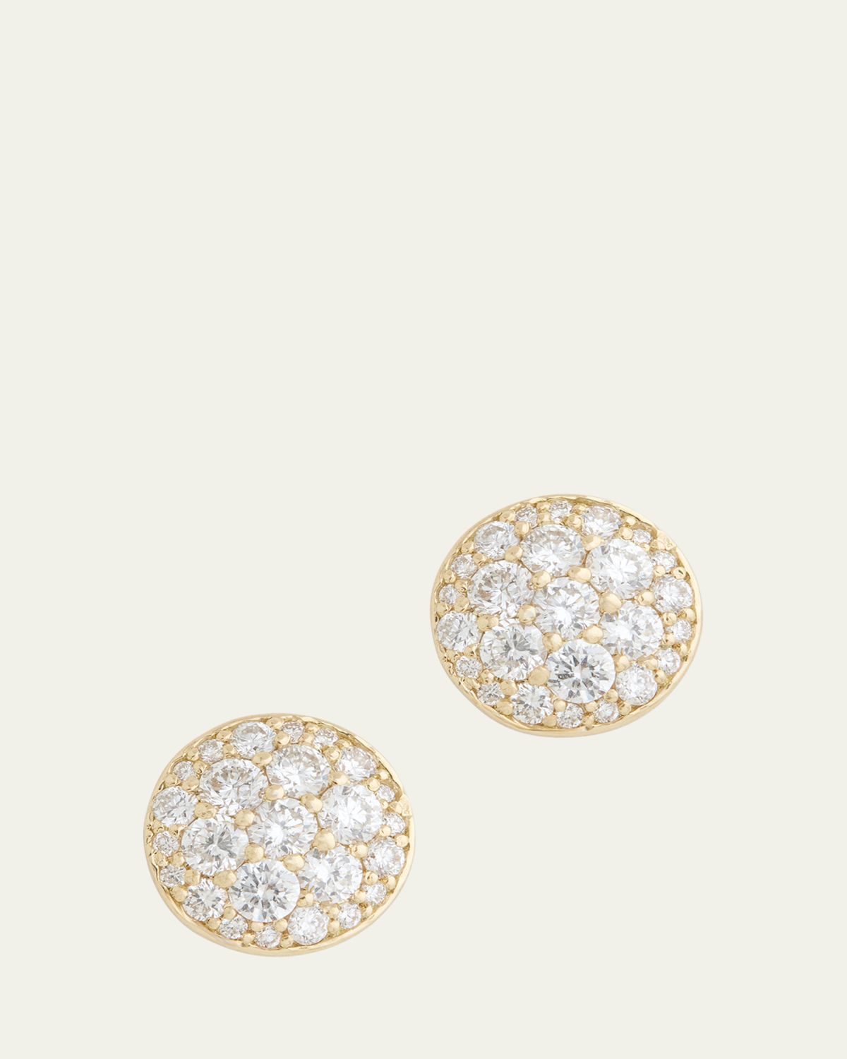 Jamie Wolf 18K Yellow Gold Domed Diamond Disc Stud Earrings