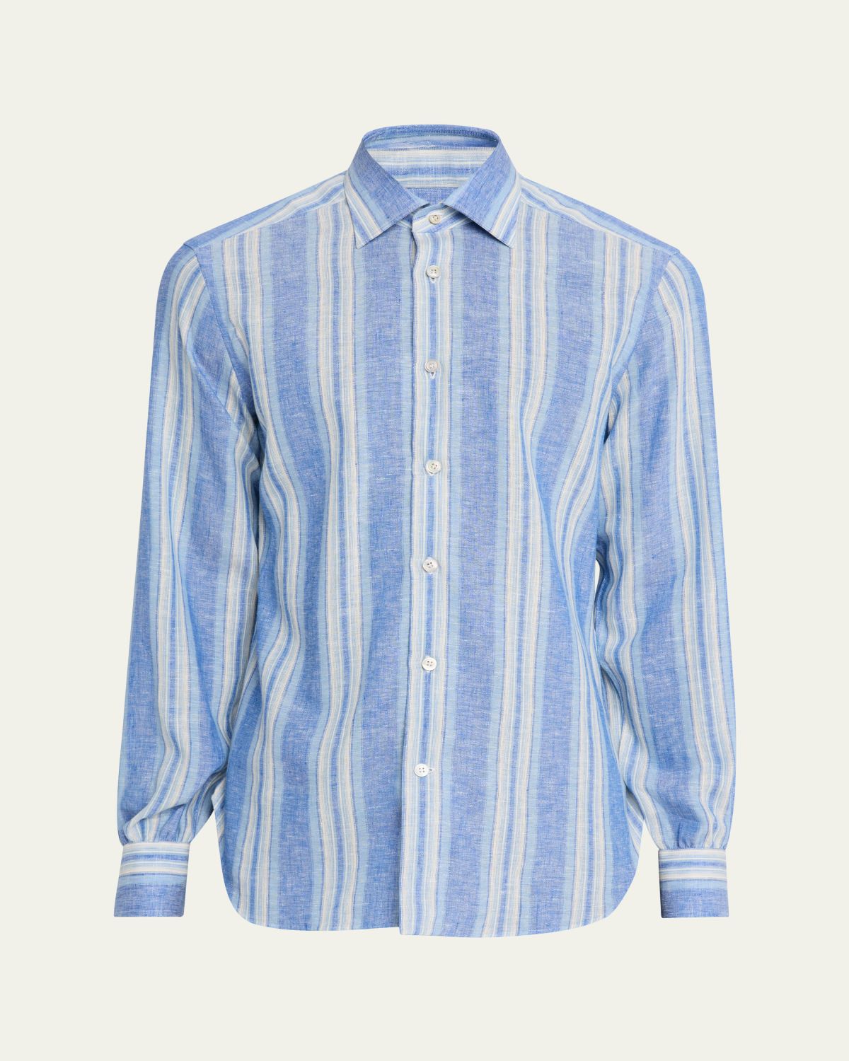 Kiton Men's inen Blend Wide Stripe Button-Down Shirt