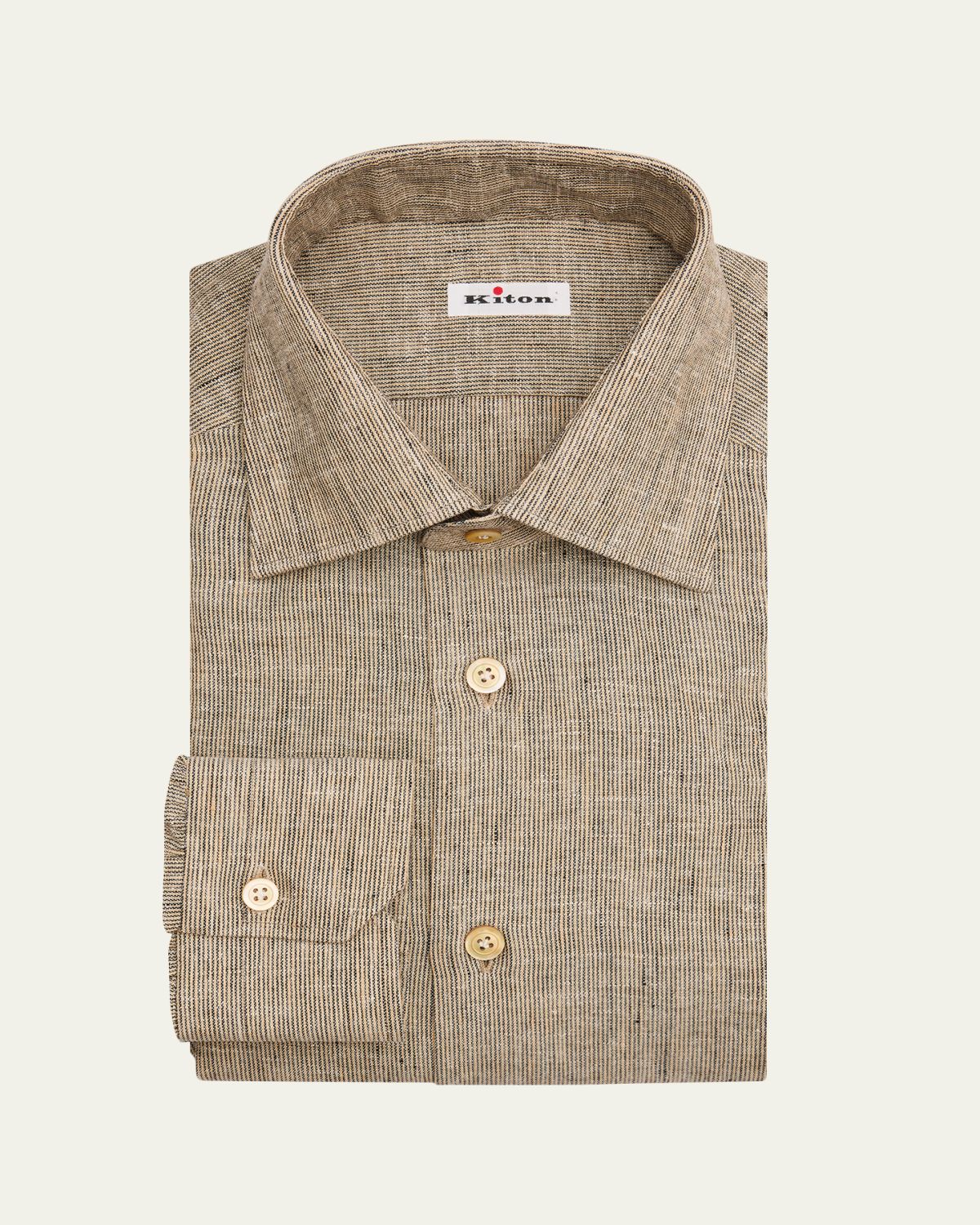 Kiton Men's Linen Blend Micro-Stripe Dress Shirt