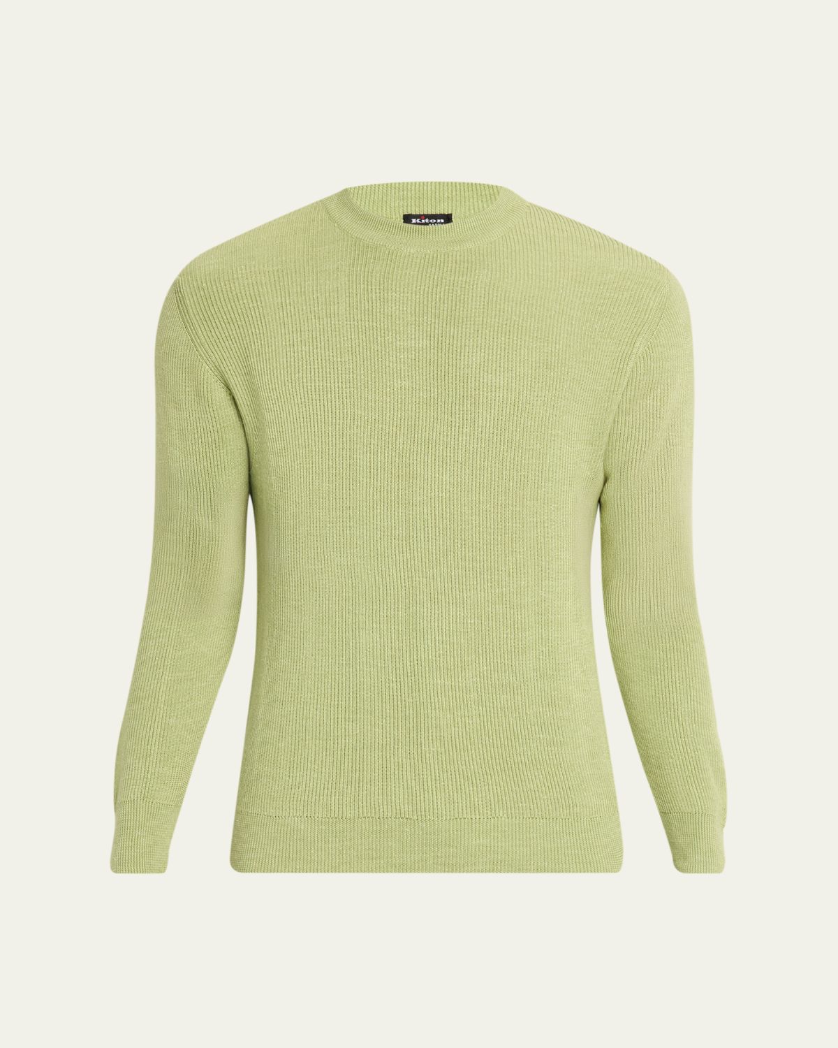 Kiton Men's Silk, Cashmere and inen Micro-Rib Crewneck Sweater