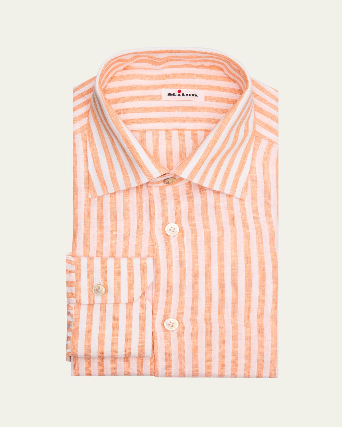 Kiton Men's Linen Candy Stripe Dress Shirt