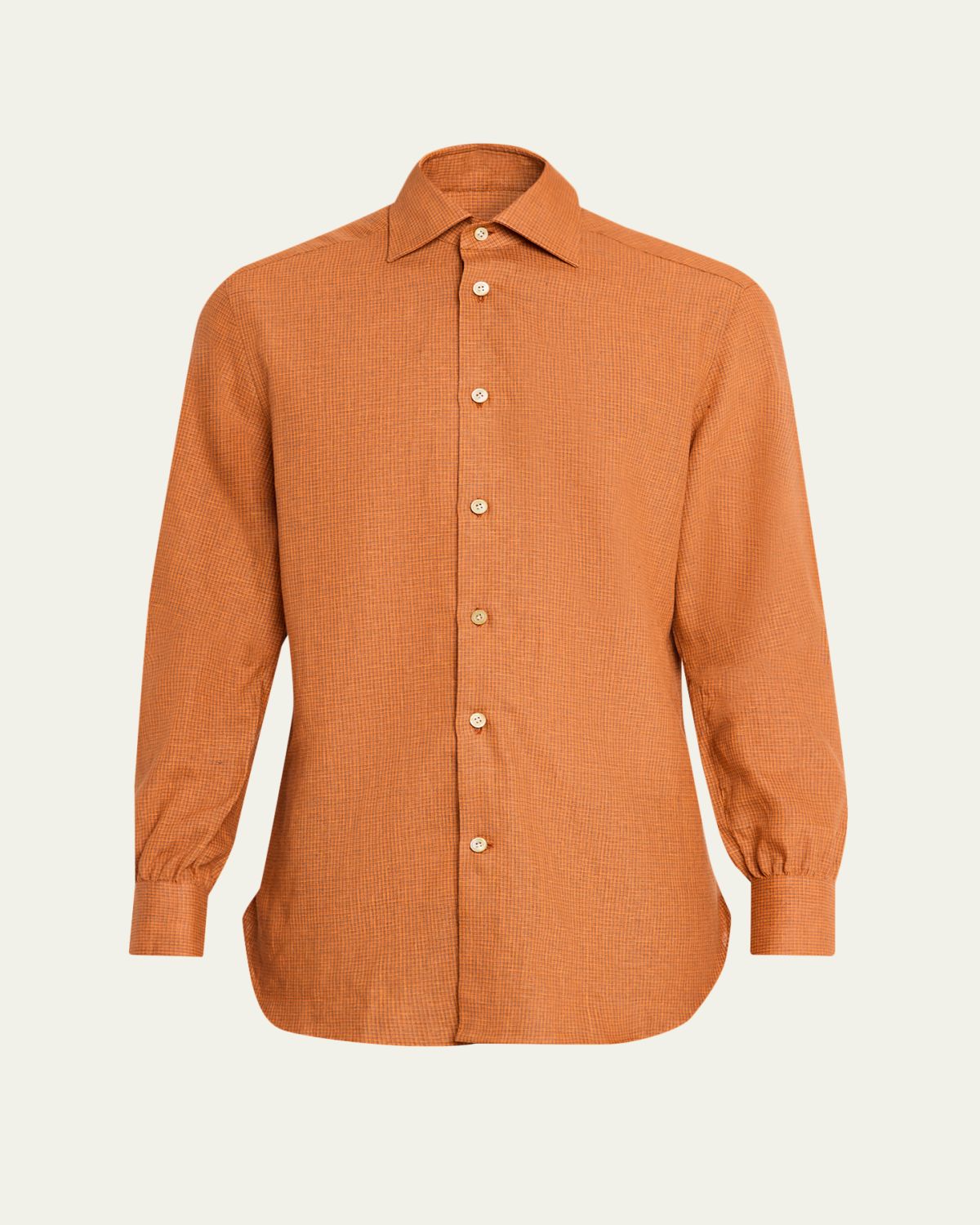 Kiton Men's Linen Blend Shadow-Check Sport Shirt