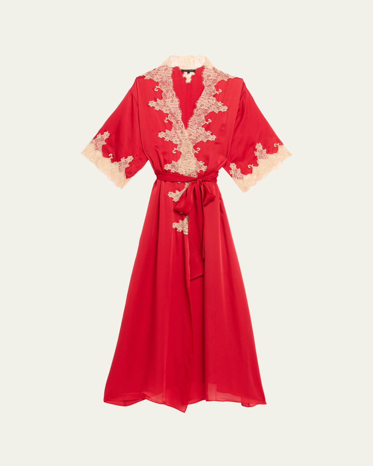Kiki De Montparnasse Orchid Lace-Trim Silk Chiffon Robe