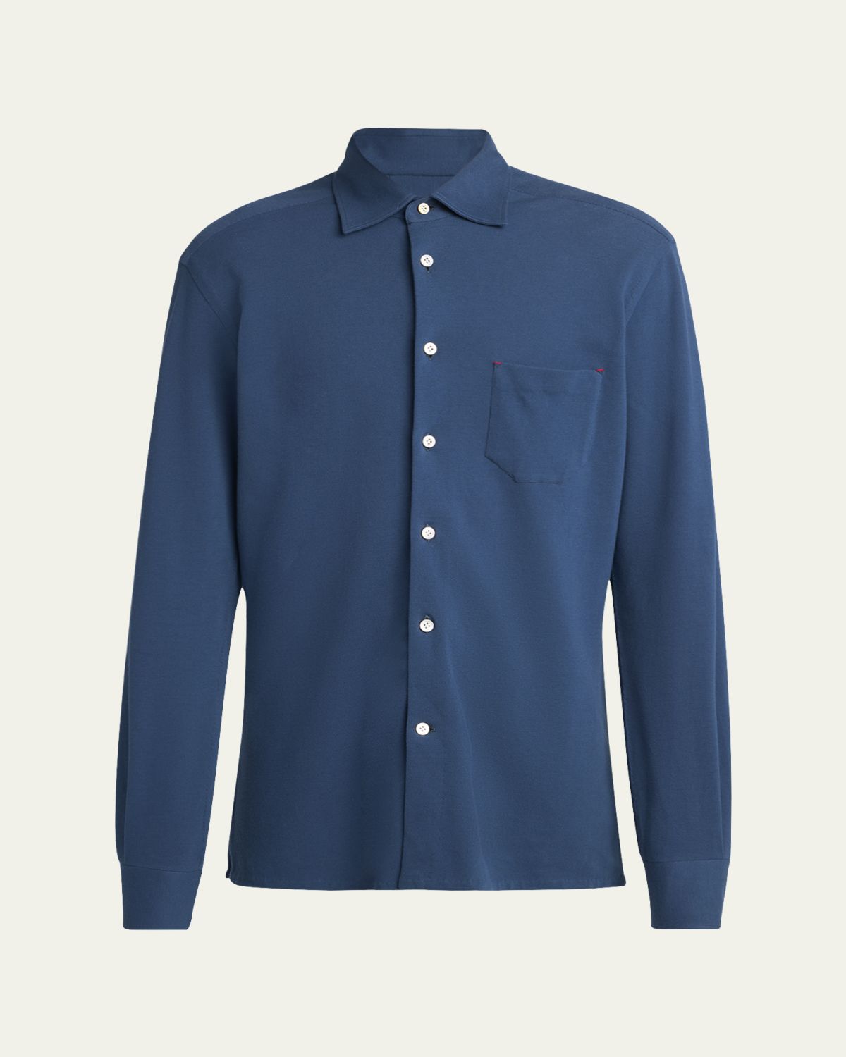 Kiton Men's Pique Button-Down Shirt with Bar Tack Pocket