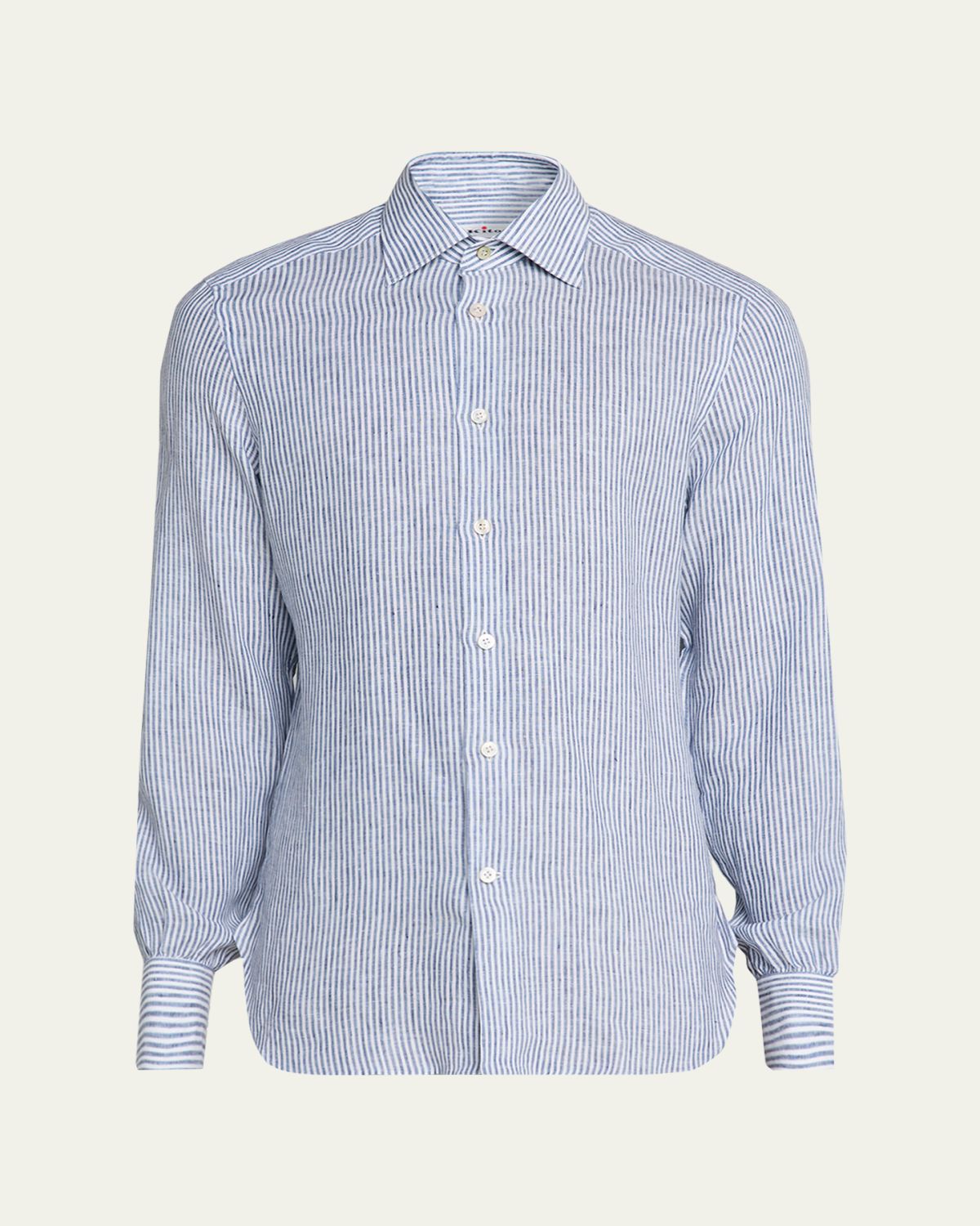 Kiton Men's Linen Bengal Stripe Button-Down Shirt