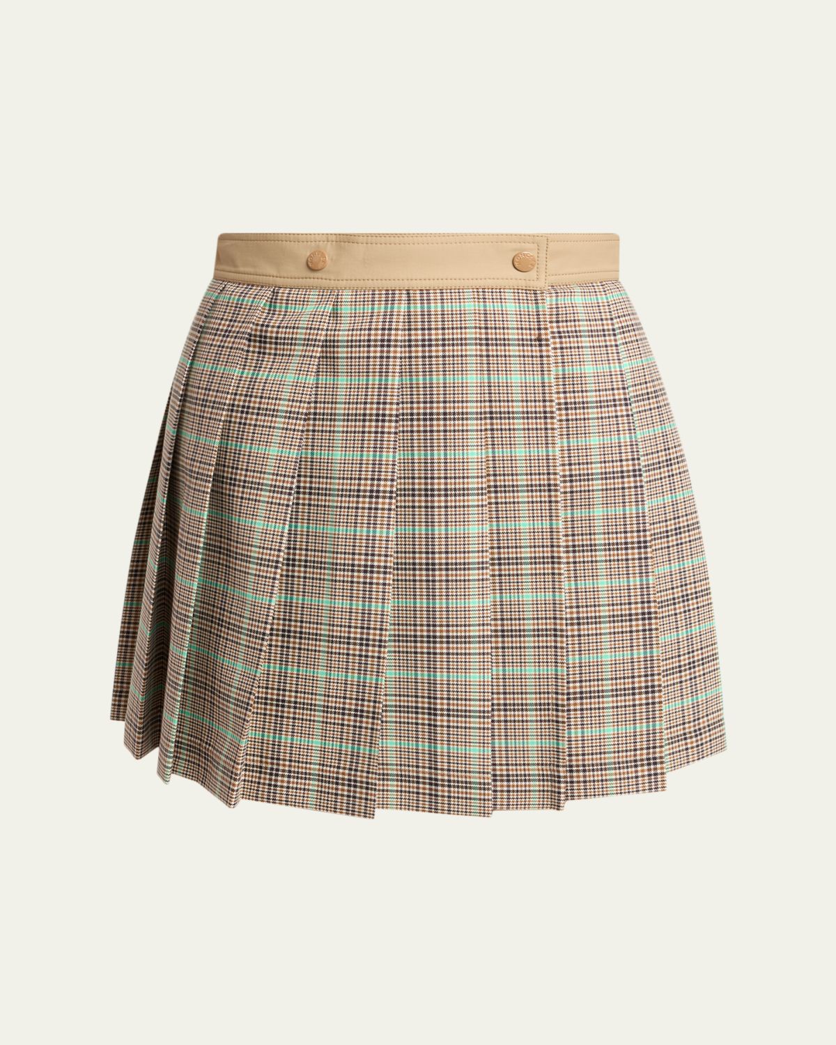 Moncler Pleated Plaid Mini Skirt