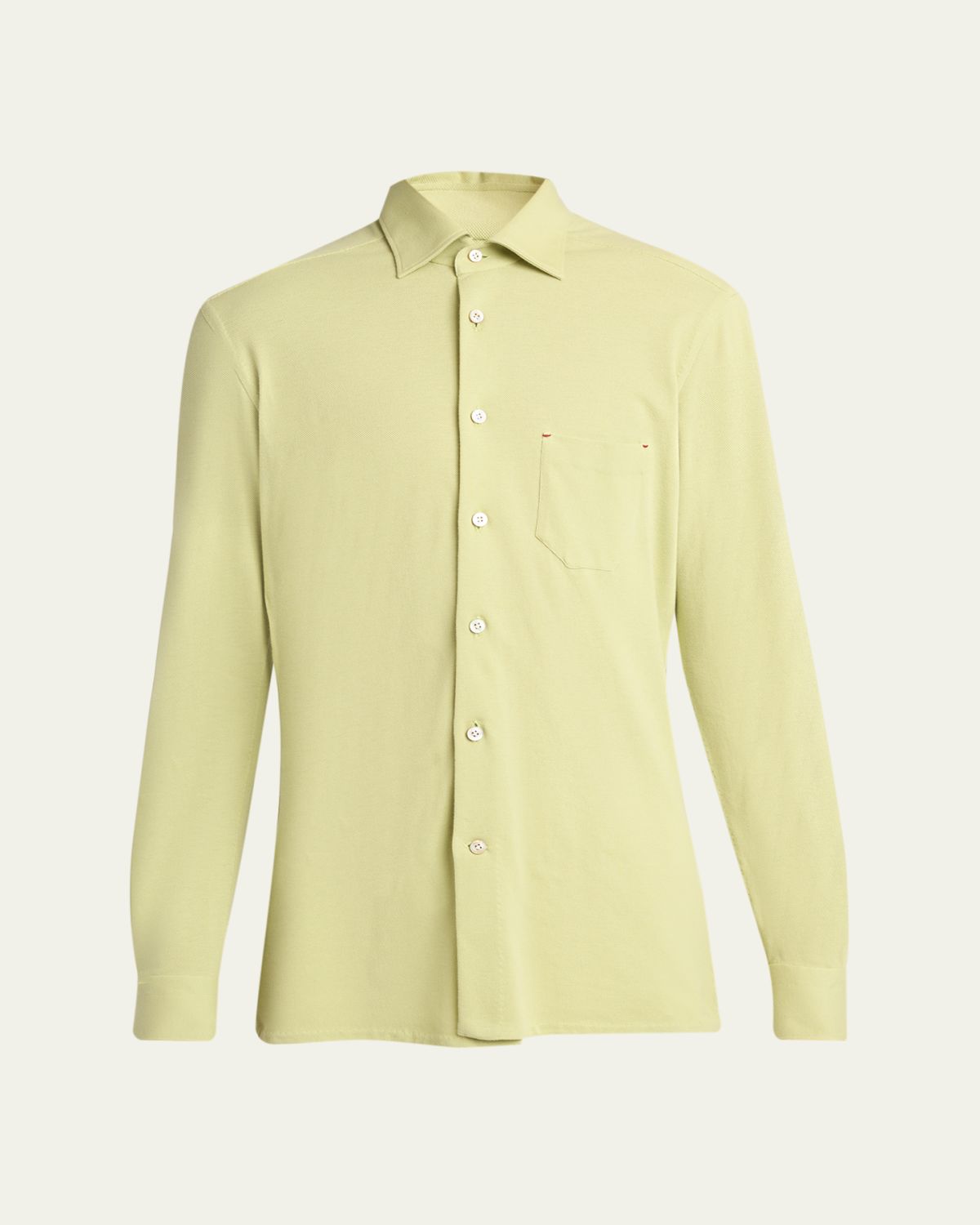 Kiton Men's Pique Button-Down Shirt with Bar Tack Pocket | Thumbnail 6 Kiton Men's Pique Button-Down Shirt with Bar Tack Pocket | Thumbnail 6