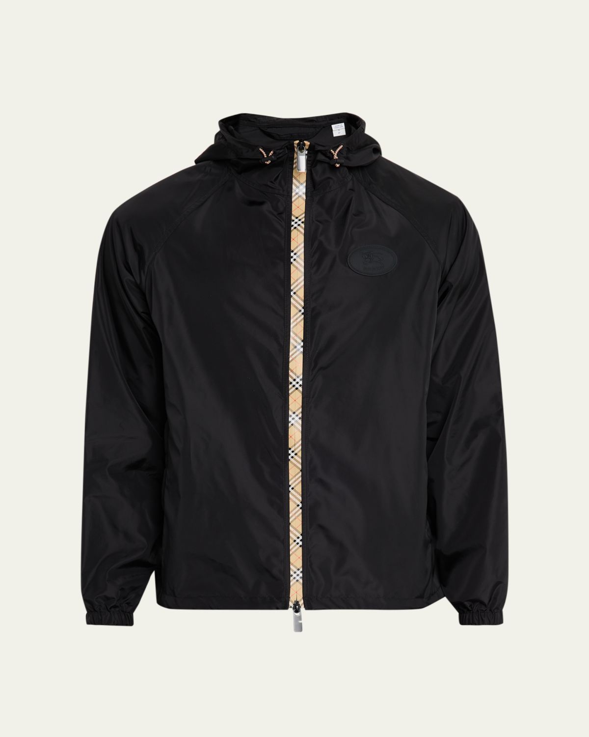 Burberry en's Check-Tape Nylon Relaxed-Fit Hooded Jacket