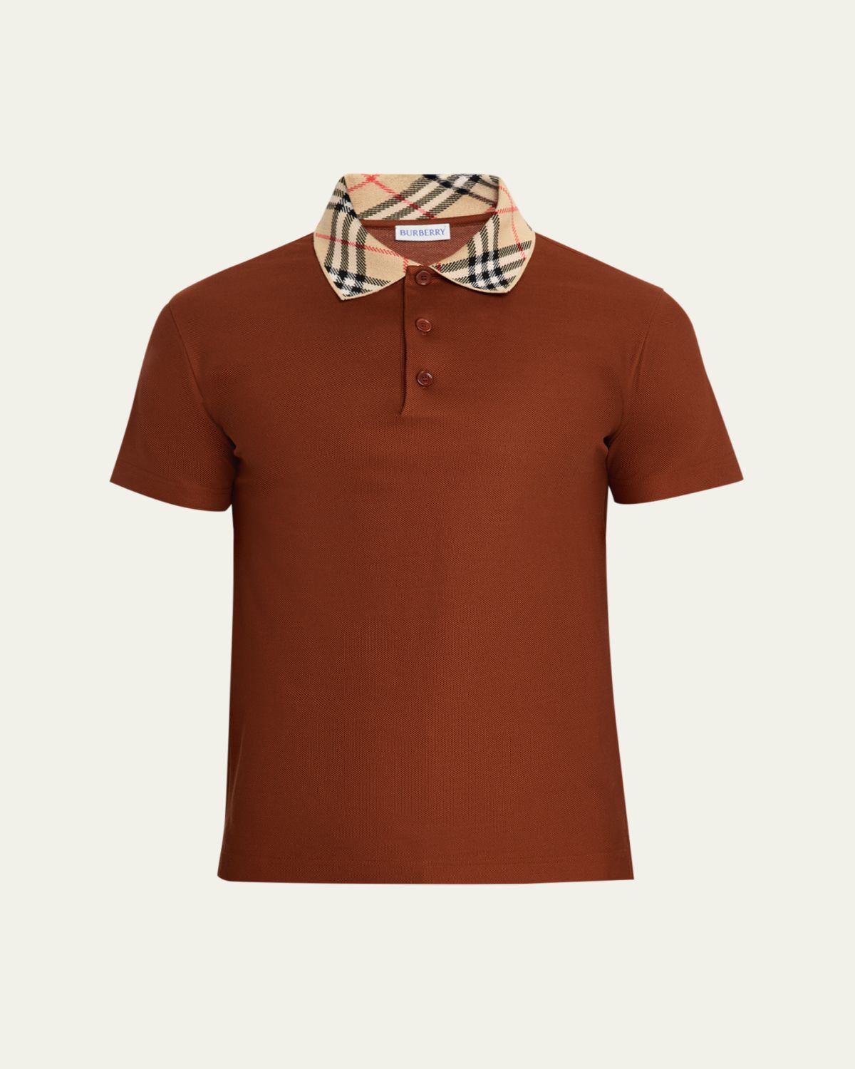 Burberry en's Check-Collar Slim Fit Cotton Polo Shirt