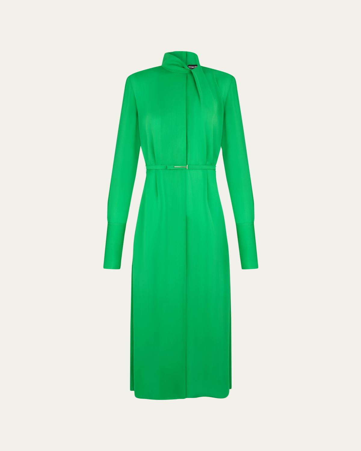 TOM FORD Washed Silk Georgette Belted Midi Dress