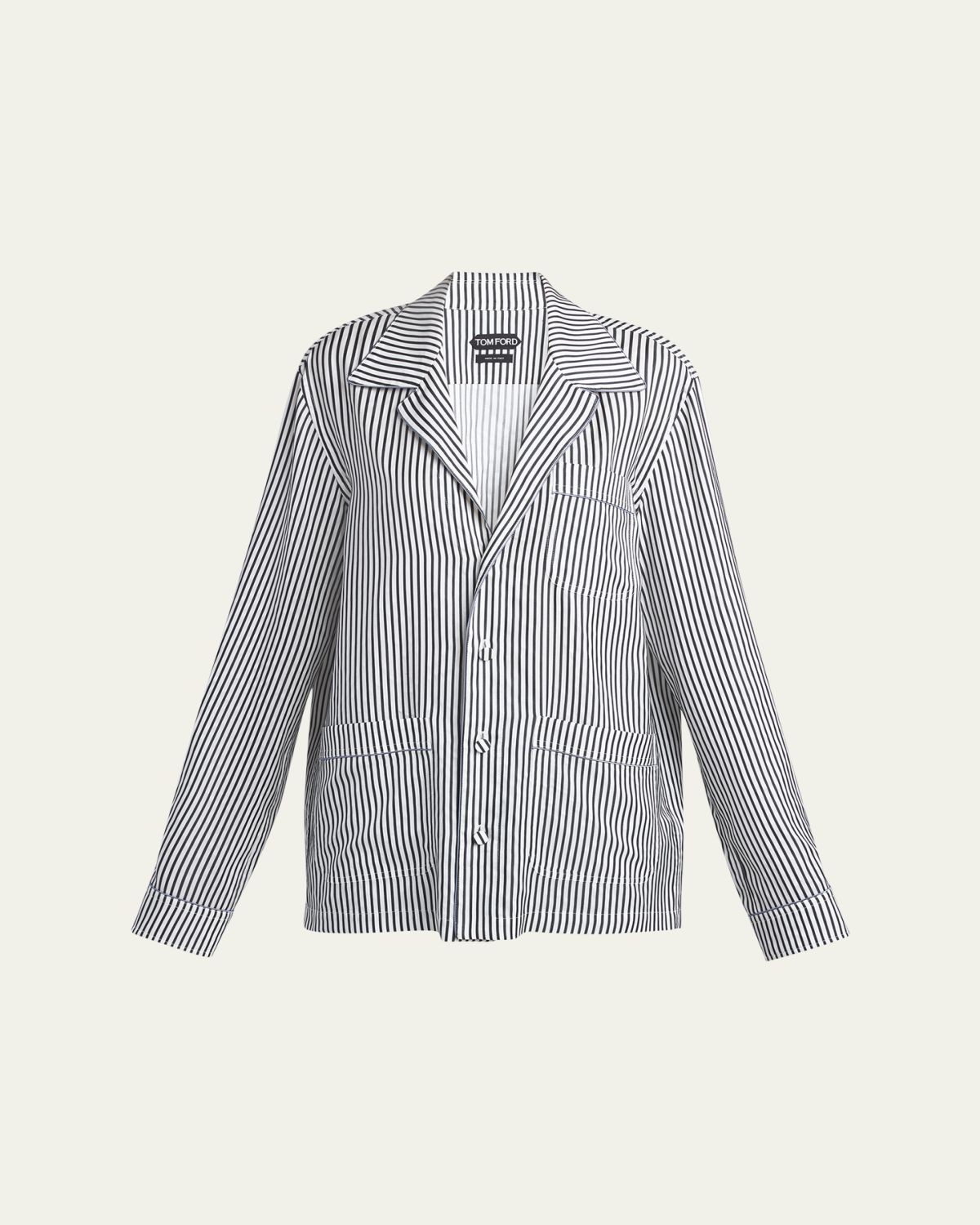 TOM FORD Striped Silk Pajama Shirt