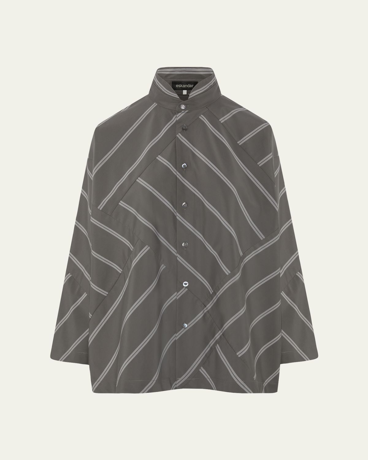 Eskandar A-Line Patchwork Striped Cotton Shirt