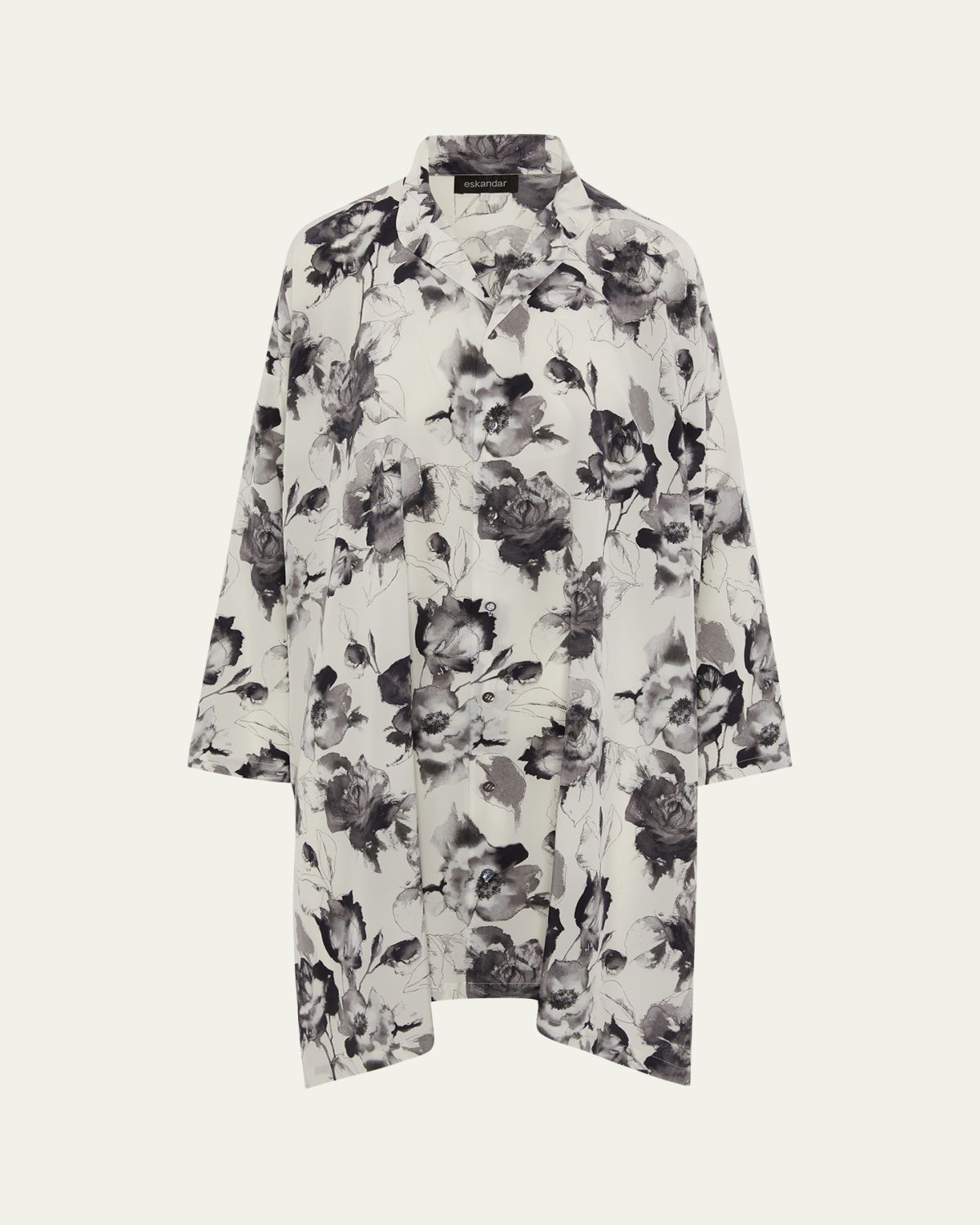 Eskandar Floral-Print Silk Chiffon Tunic